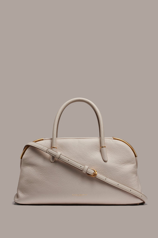 Sand SATIN LEATHER SATCHEL Donna Karan