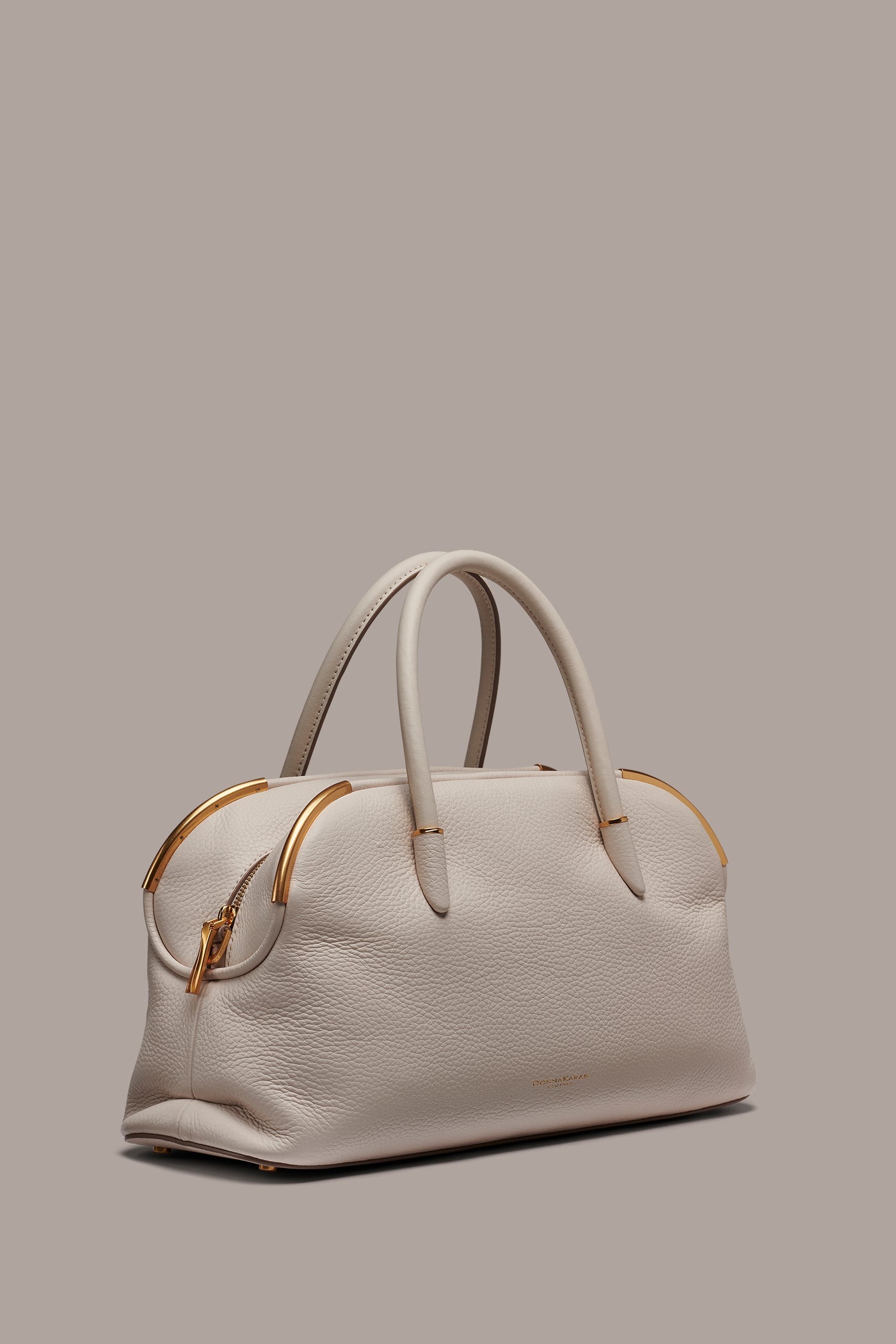 Sand SATIN LEATHER SATCHEL Donna Karan