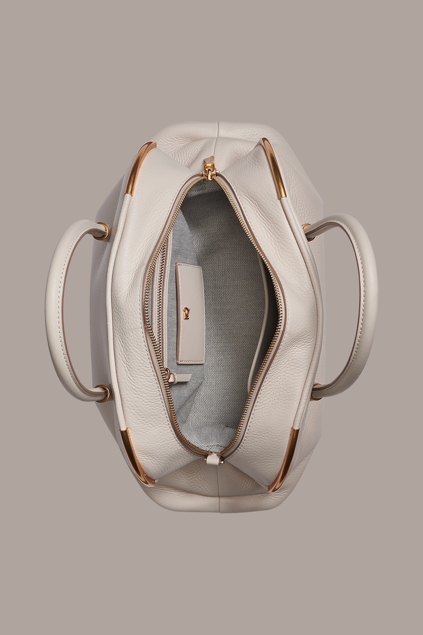 Sand SATIN LEATHER SATCHEL Donna Karan