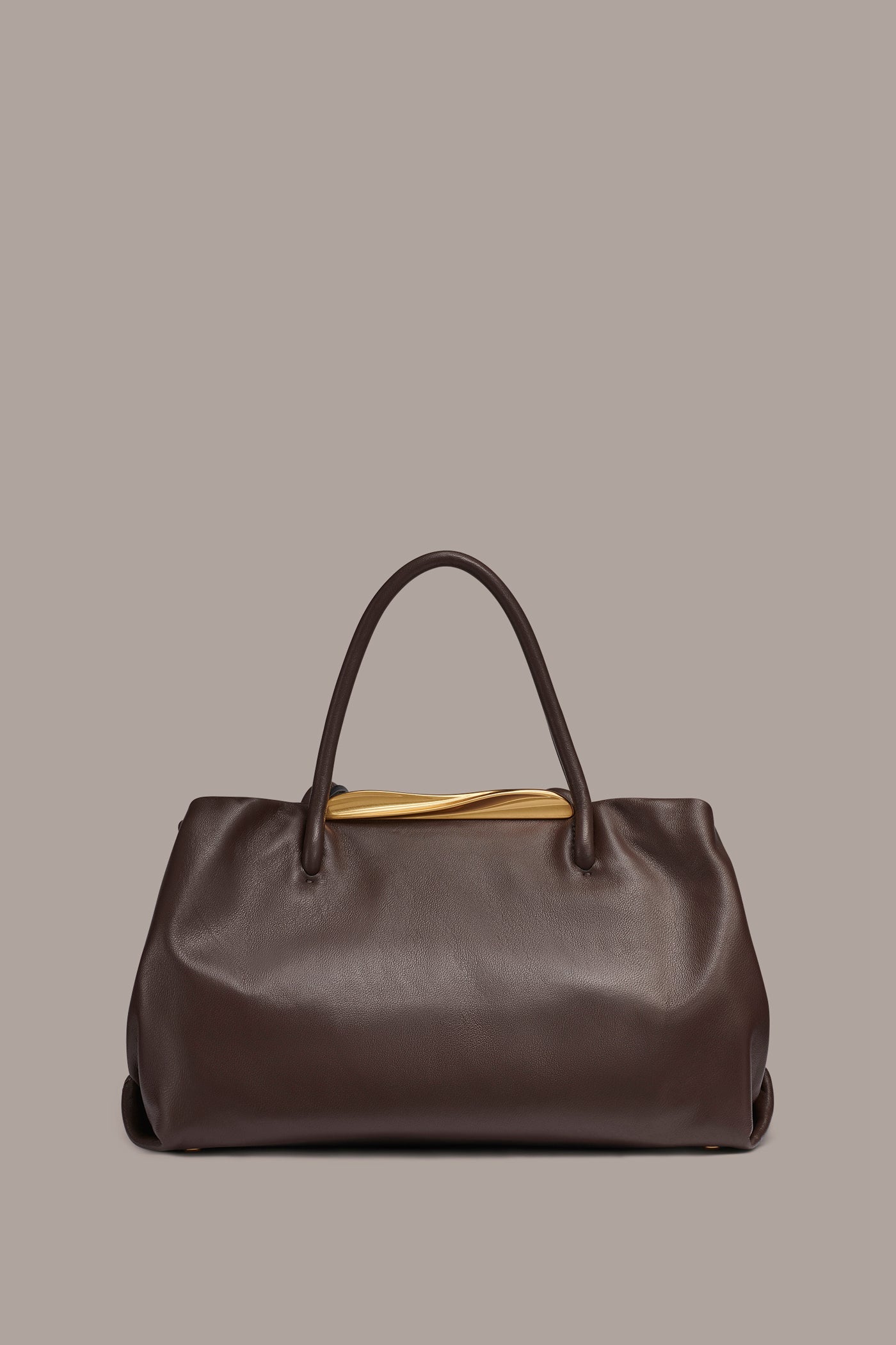 Umber POPLIN LEATHER SATCHEL BAG Donna Karan