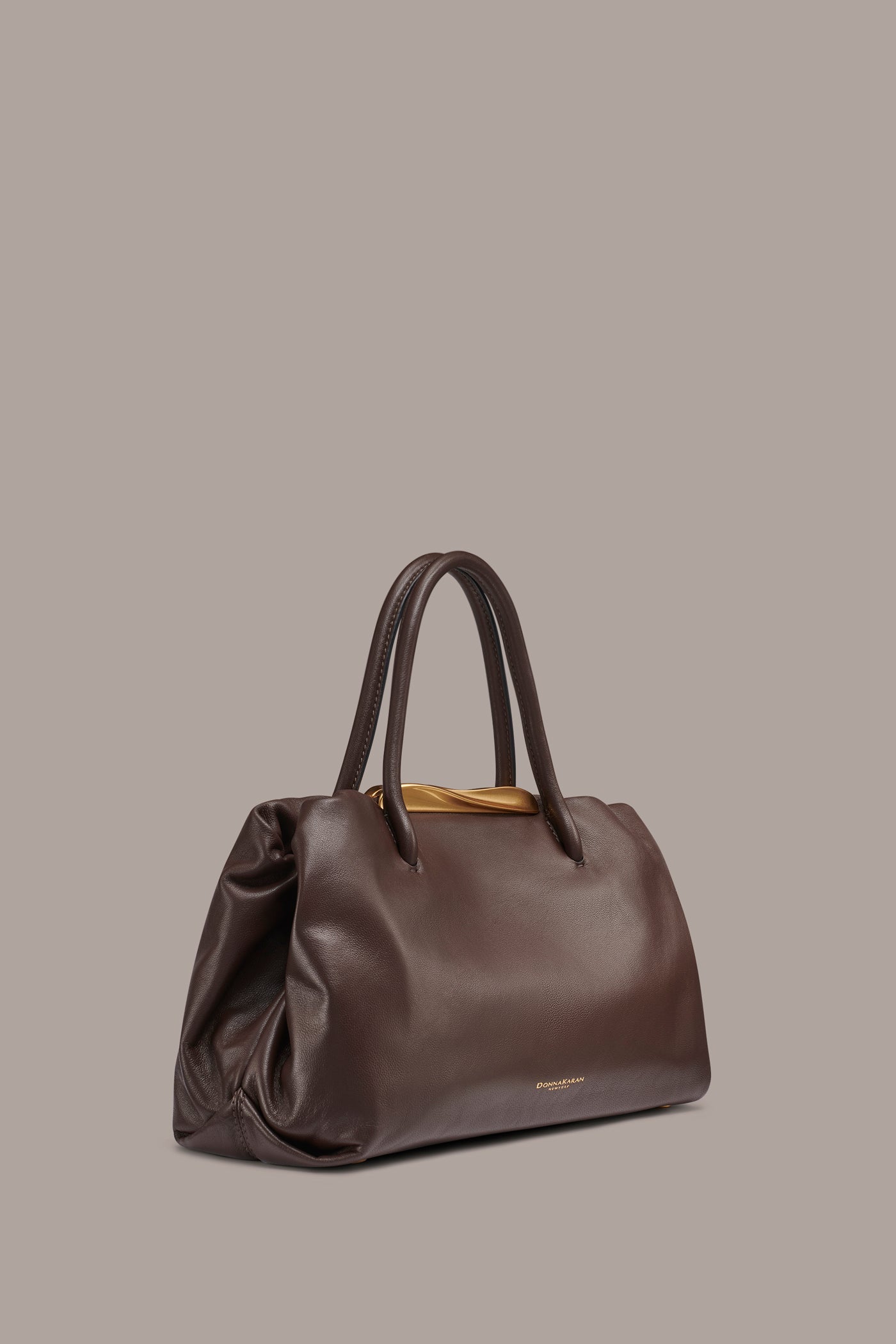 Umber POPLIN LEATHER SATCHEL BAG Donna Karan