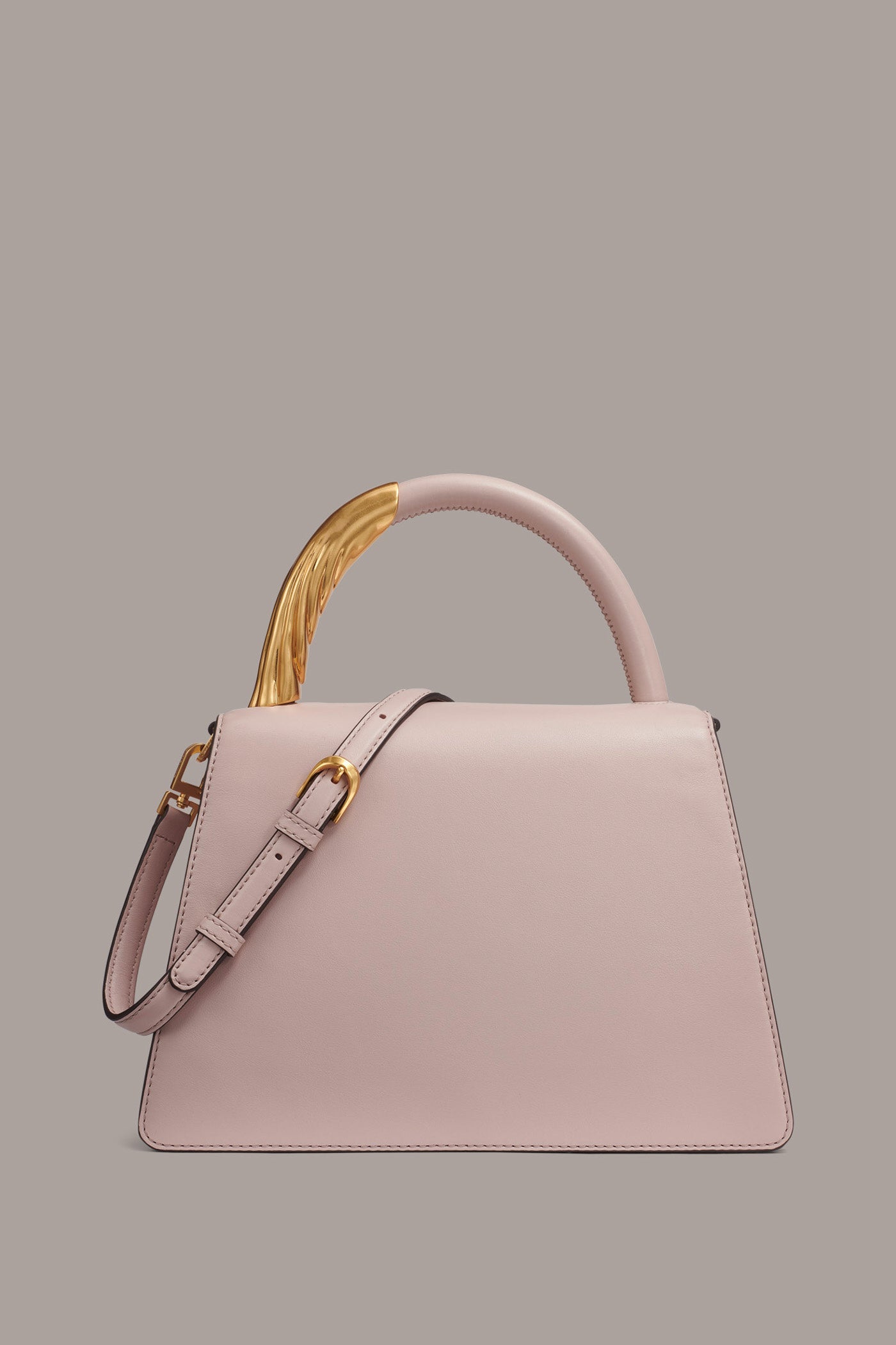 SHADOW PINK TULLE GOLD-TRIMMED SATCHEL BAG Donna Karan