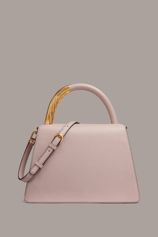 SHADOW PINK TULLE GOLD-TRIMMED SATCHEL BAG Donna Karan