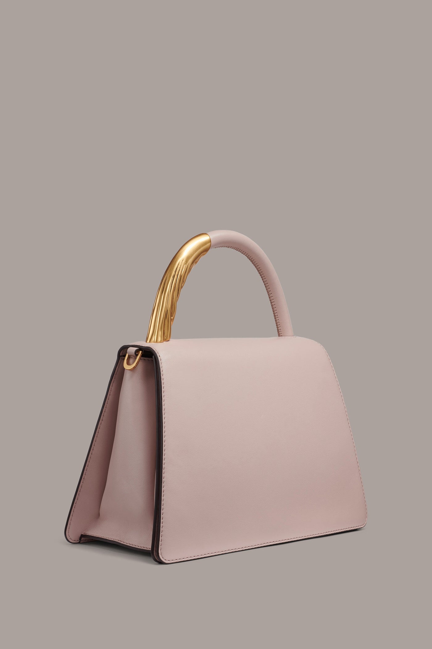 SHADOW PINK TULLE GOLD-TRIMMED SATCHEL BAG Donna Karan