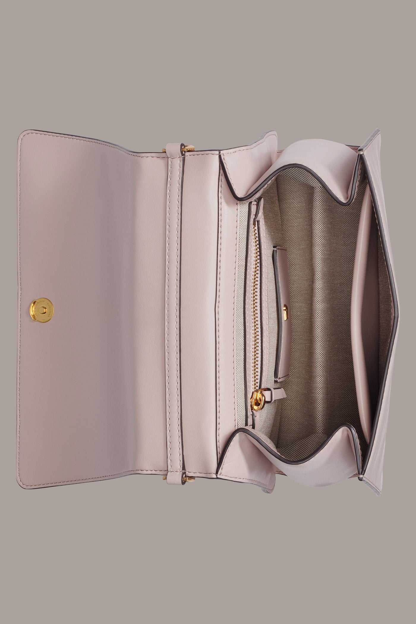 SHADOW PINK TULLE GOLD-TRIMMED SATCHEL BAG Donna Karan