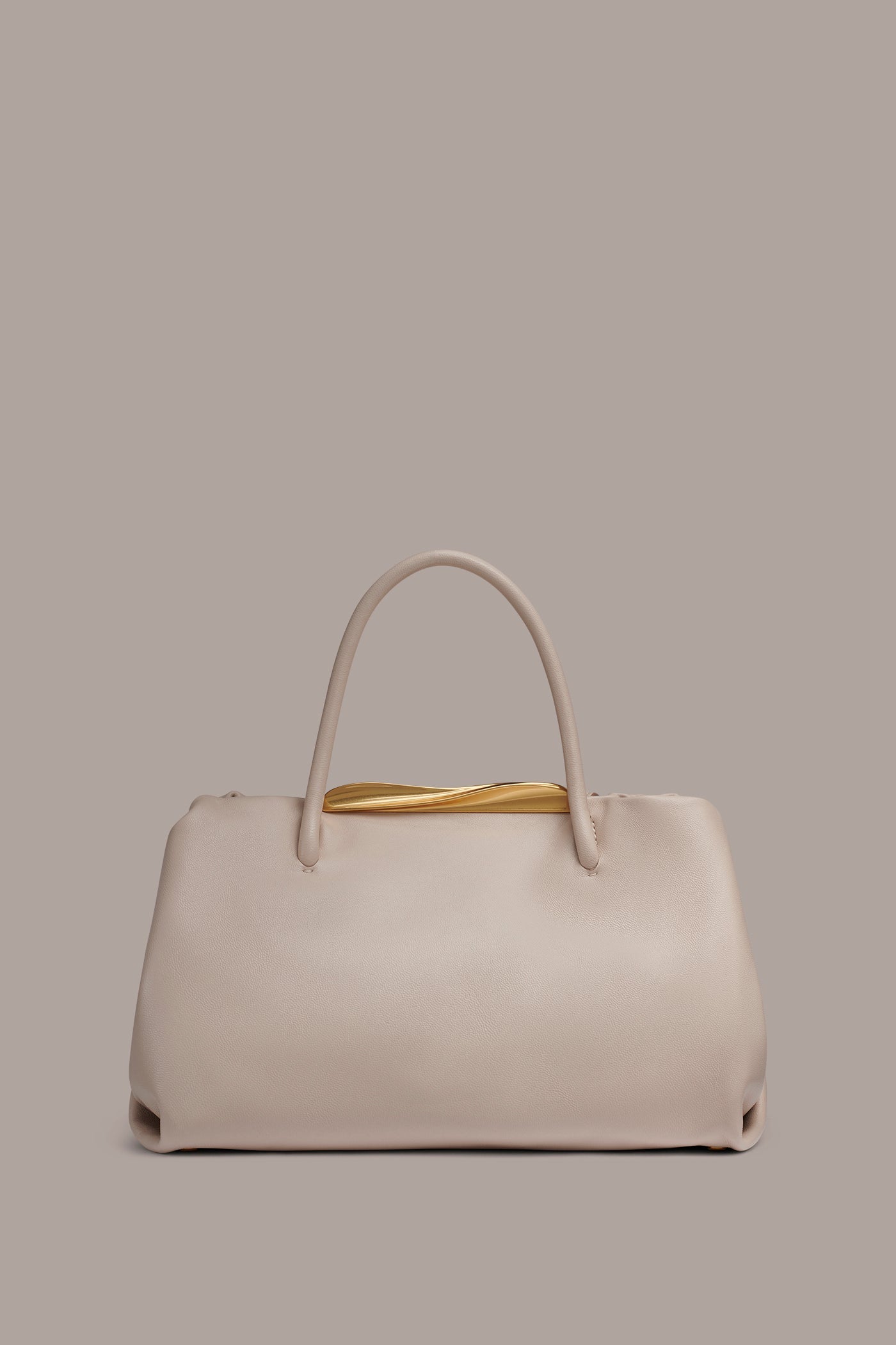 Sand POPLIN LEATHER SATCHEL BAG Donna Karan