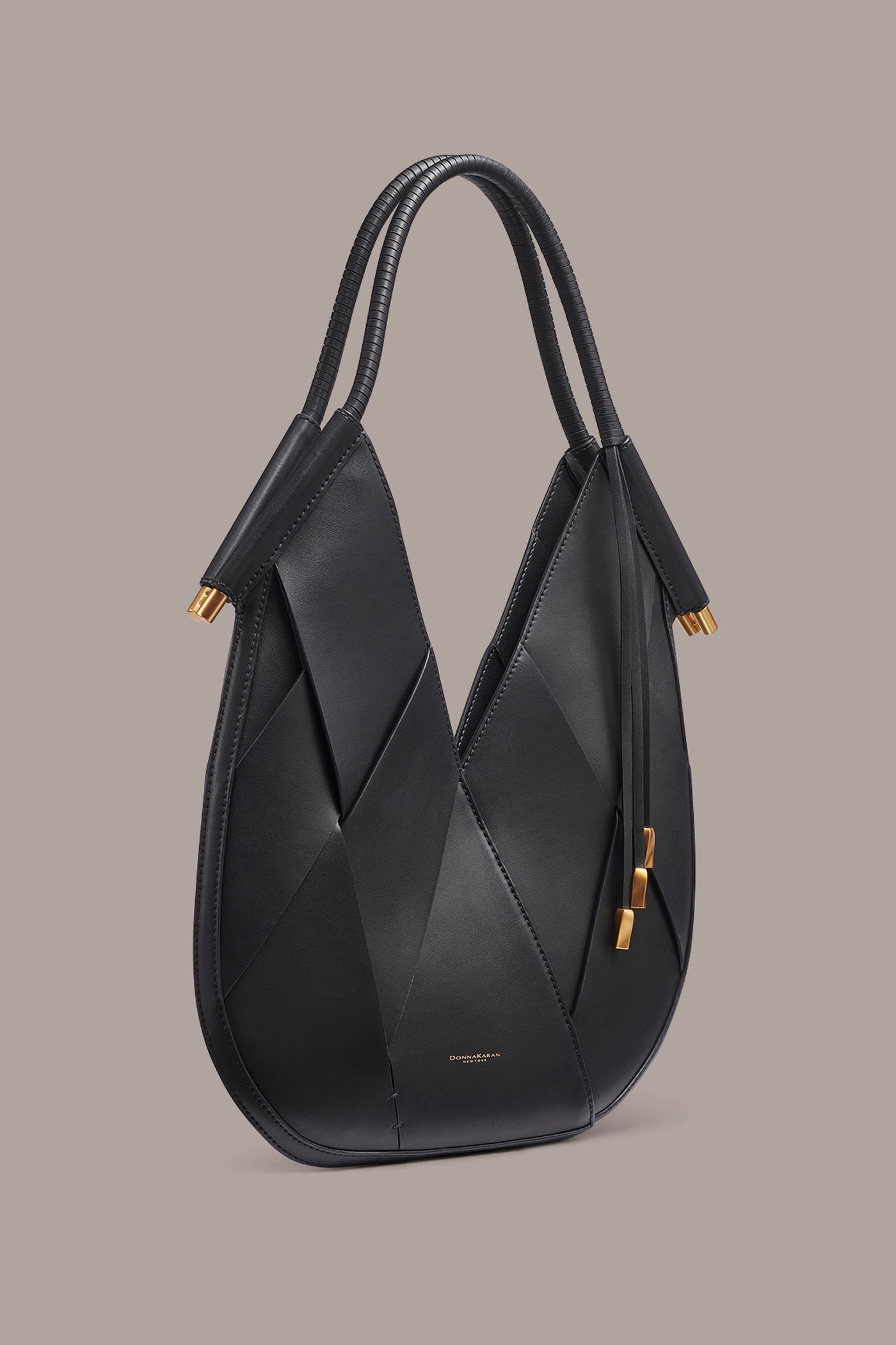 Black / Gold BALDWIN WOVEN LEATHER MINI SHOULDER BAG Donna Karan