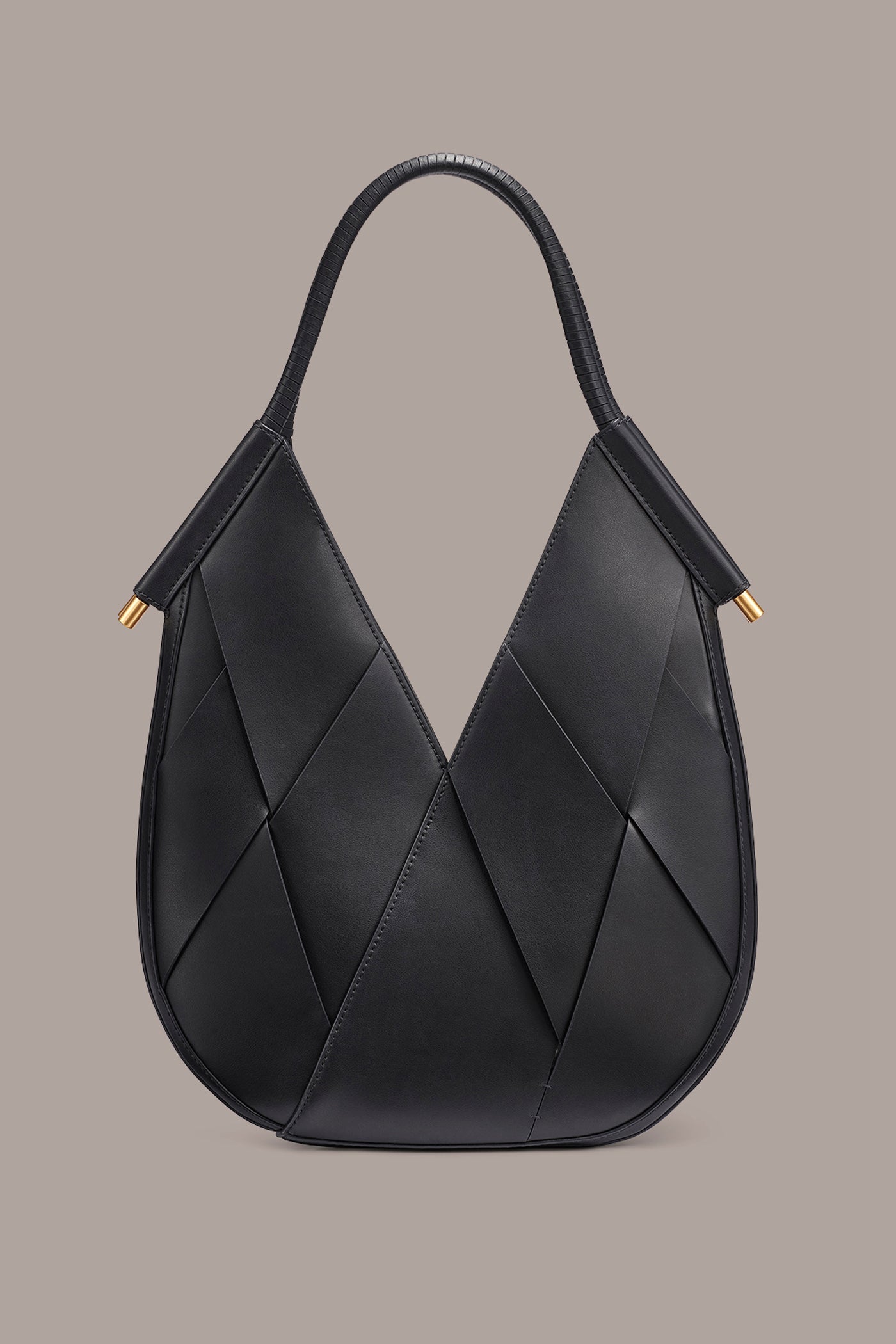 Black / Gold BALDWIN WOVEN LEATHER MINI SHOULDER BAG Donna Karan