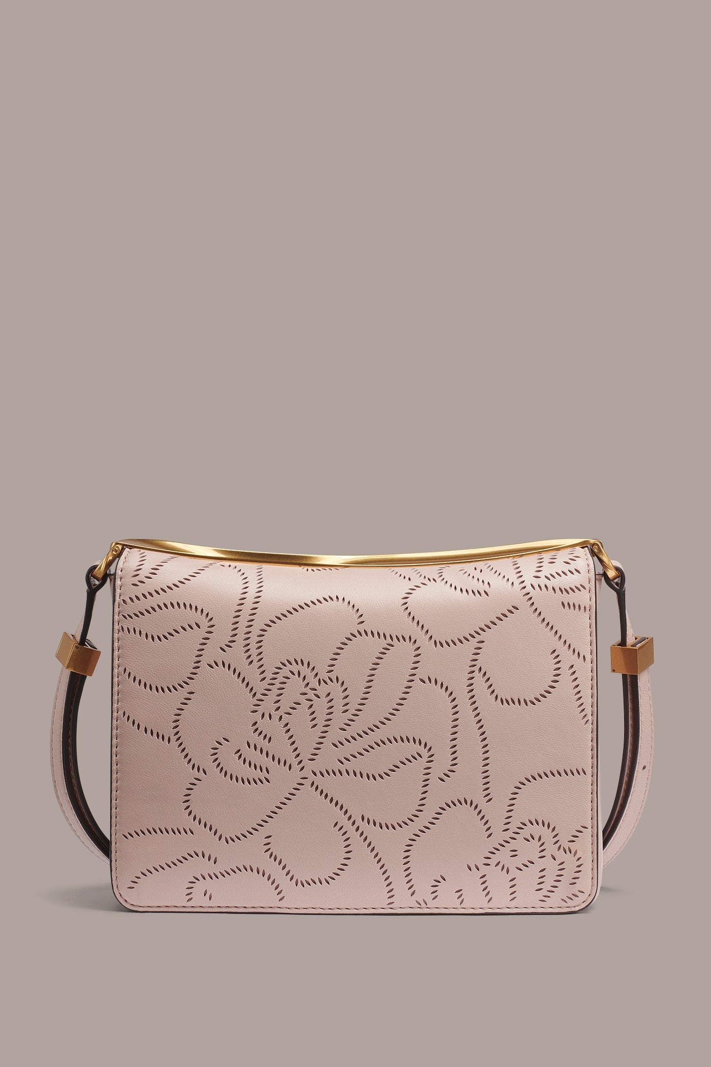 Snow Petal JERICHO FLORAL LEATHER SHOULDER BAG Donna Karan