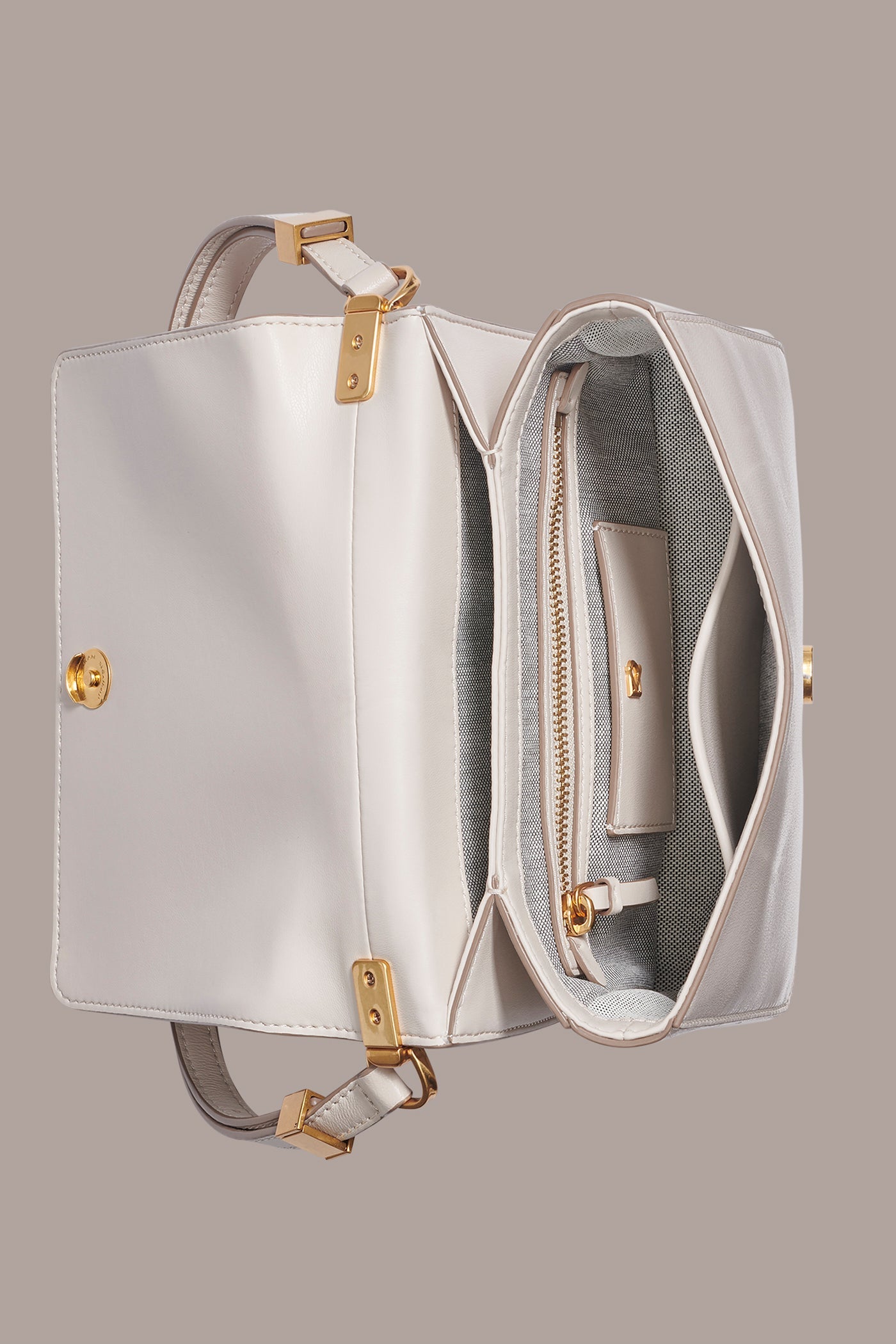 Sand JERICHO FLORAL LEATHER SHOULDER BAG Donna Karan