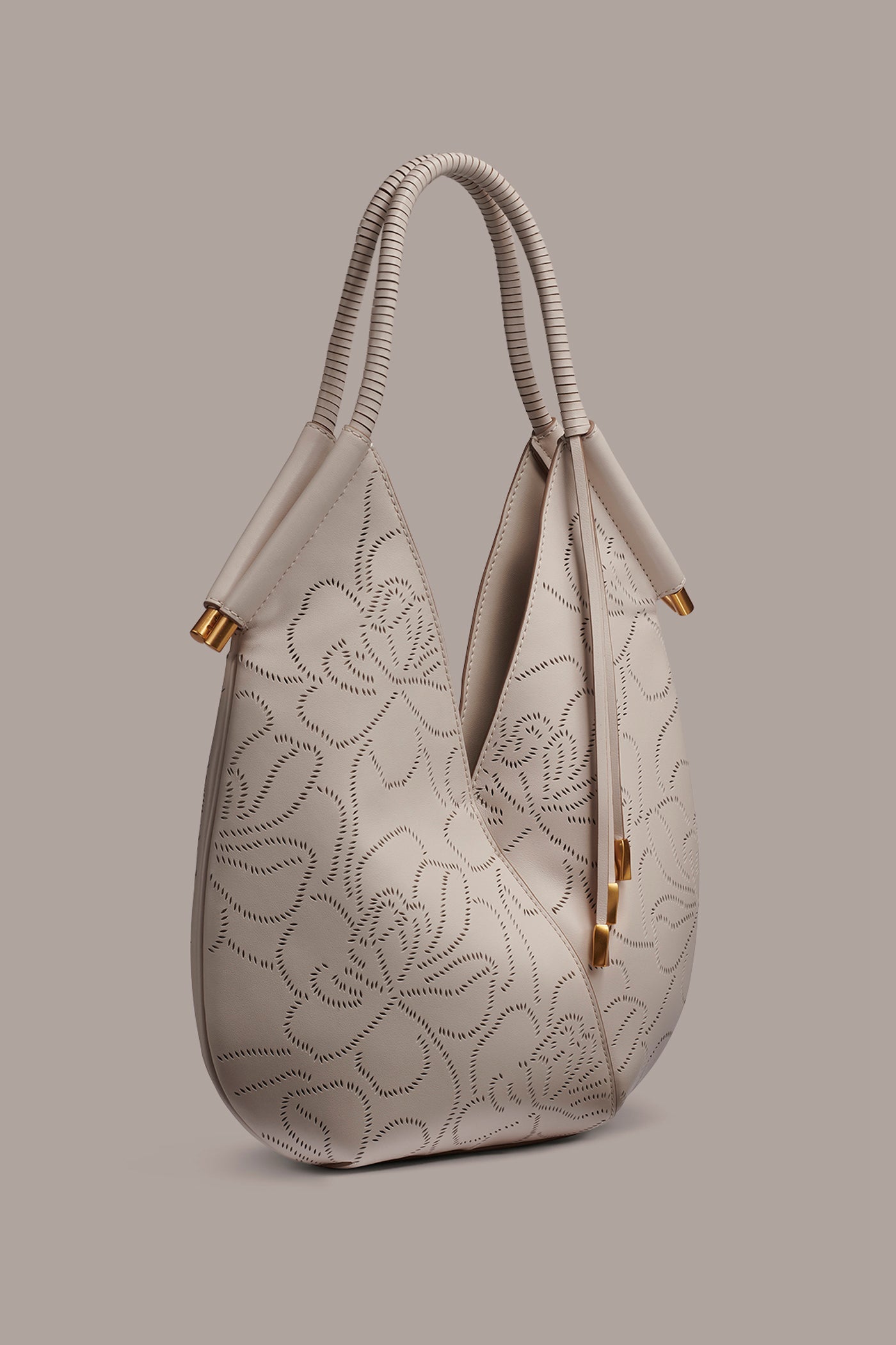 Sand BALDWIN FLORAL LEATHER MINI SHOULDER BAG Donna Karan