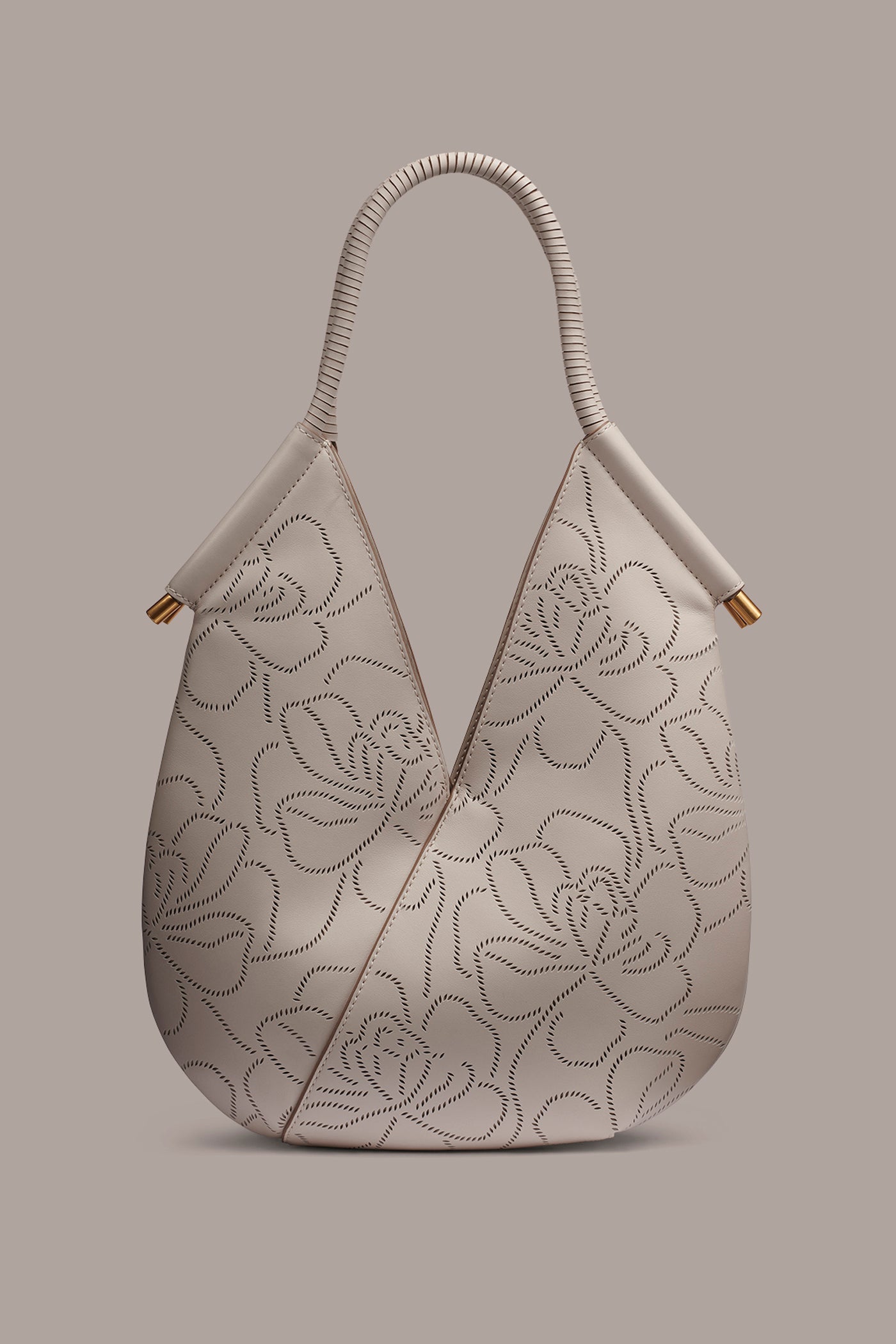 Sand BALDWIN FLORAL LEATHER MINI SHOULDER BAG Donna Karan
