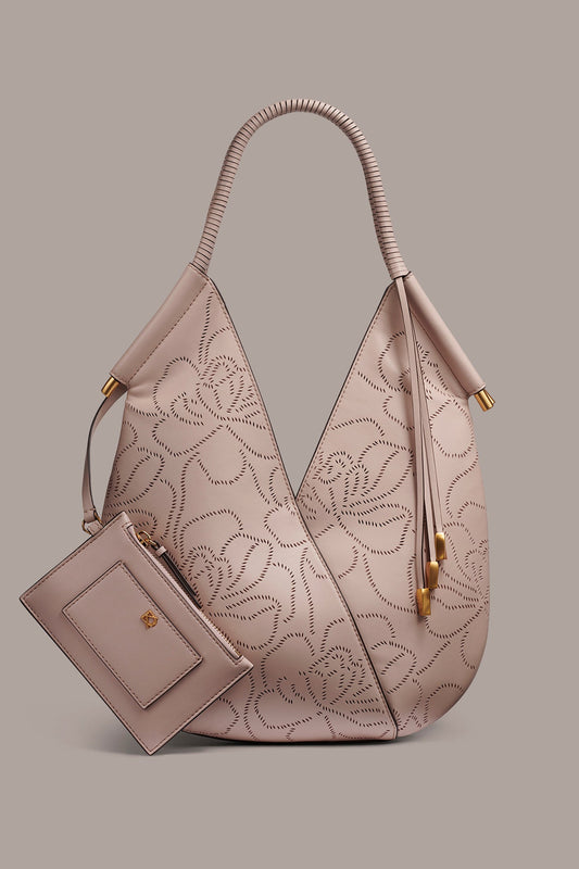 Snow Petal BALDWIN FLORAL LEATHER MINI SHOULDER BAG Donna Karan