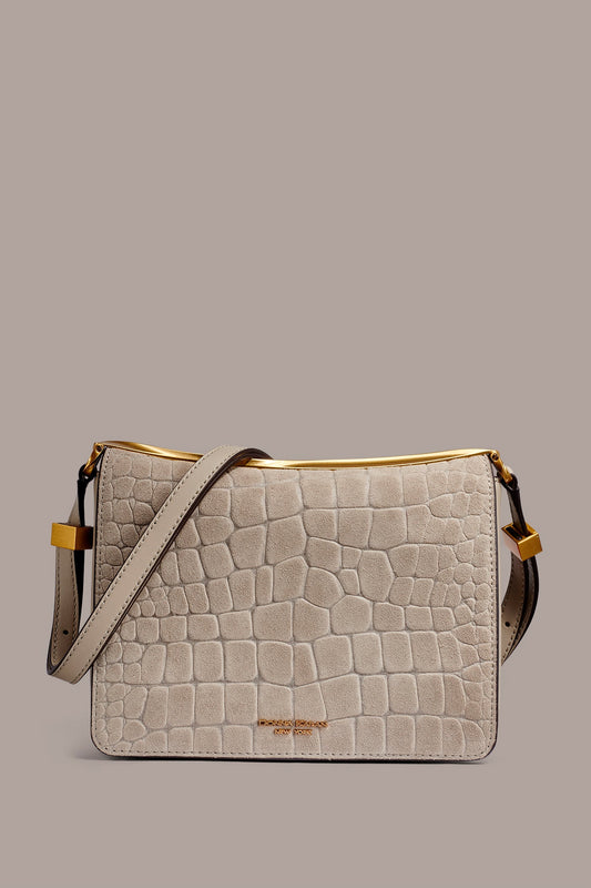 Moth JERICHO CROC-EFFECT SUEDE SHOULDER BAG Donna Karan