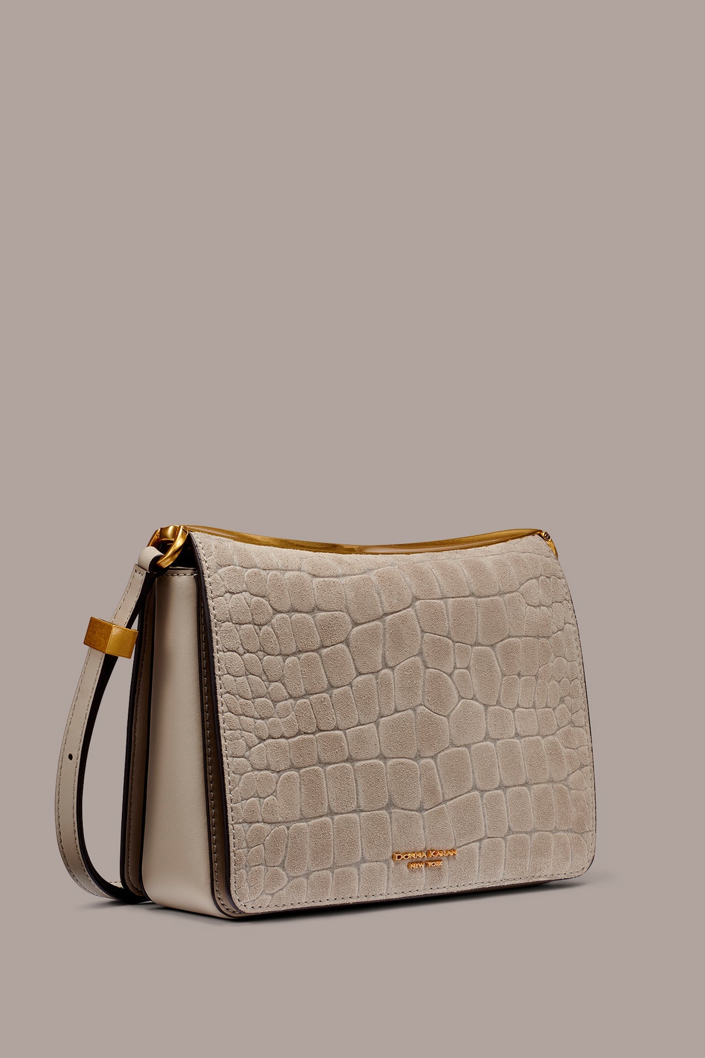 Moth JERICHO CROC-EFFECT SUEDE SHOULDER BAG Donna Karan