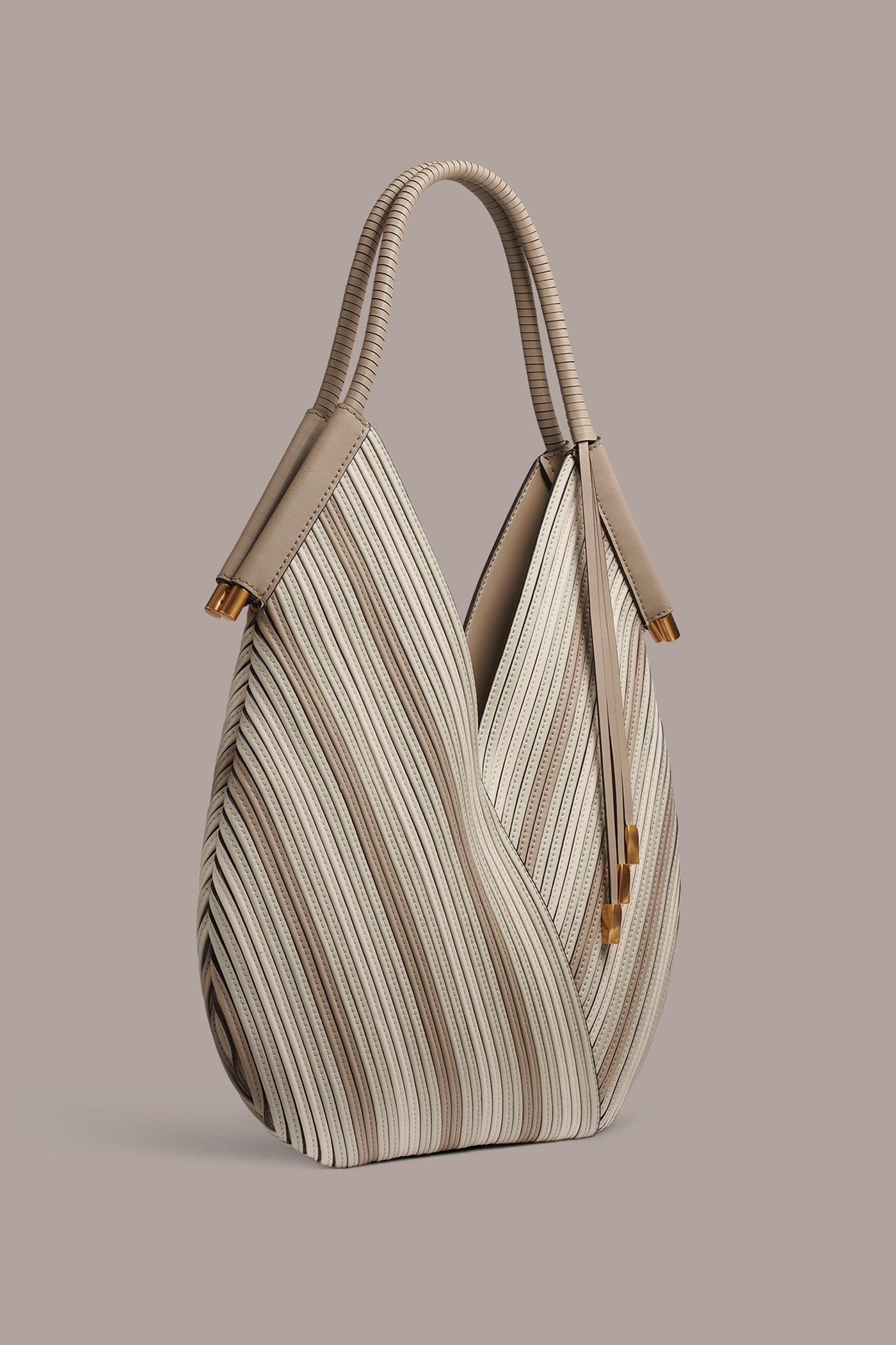 Neutral Multi BALDWIN CHEVRON LEATHER MINI SHOULDER BAG Donna Karan