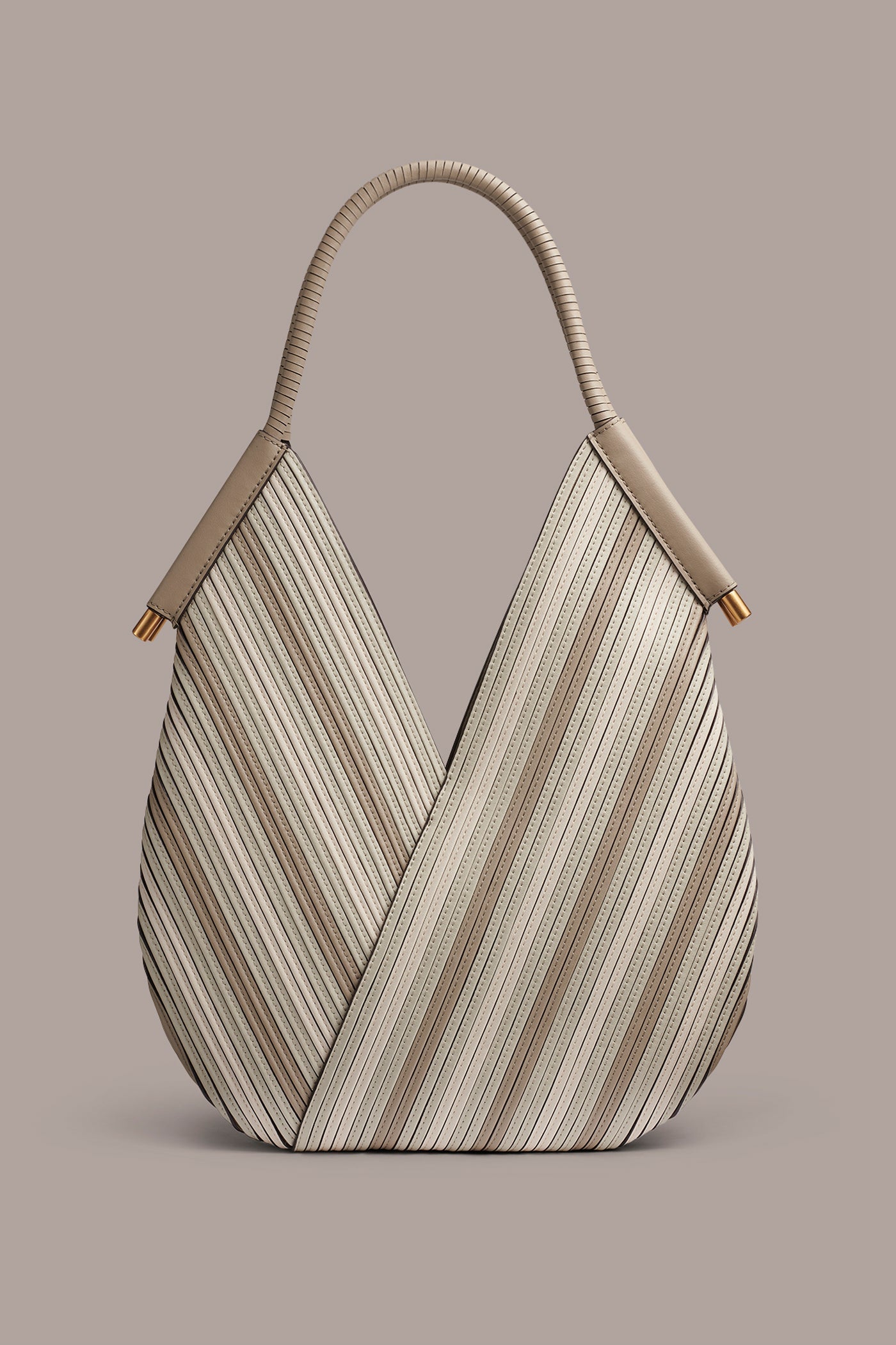 Neutral Multi BALDWIN CHEVRON LEATHER MINI SHOULDER BAG Donna Karan