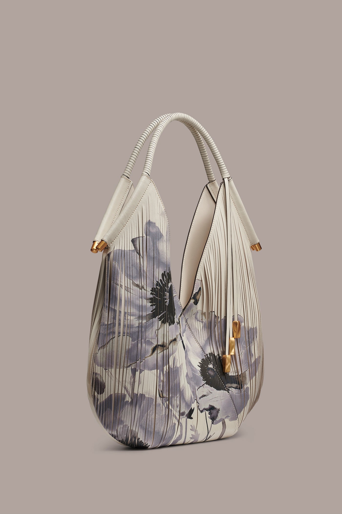 Bone BALDWIN FLORAL LASER-CUT LEATHER LARGE SHOULDER BAG Donna Karan
