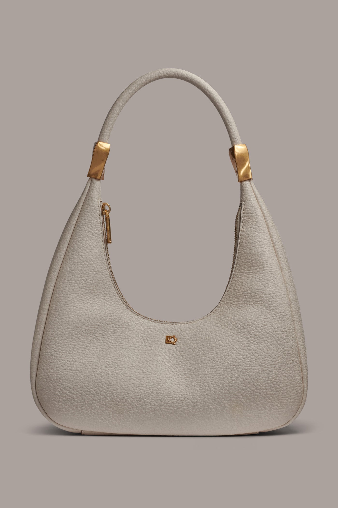 Sand QUOGUE LEATHER SHOULDER BAG Donna Karan