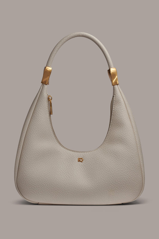 Sand QUOGUE LEATHER SHOULDER BAG Donna Karan