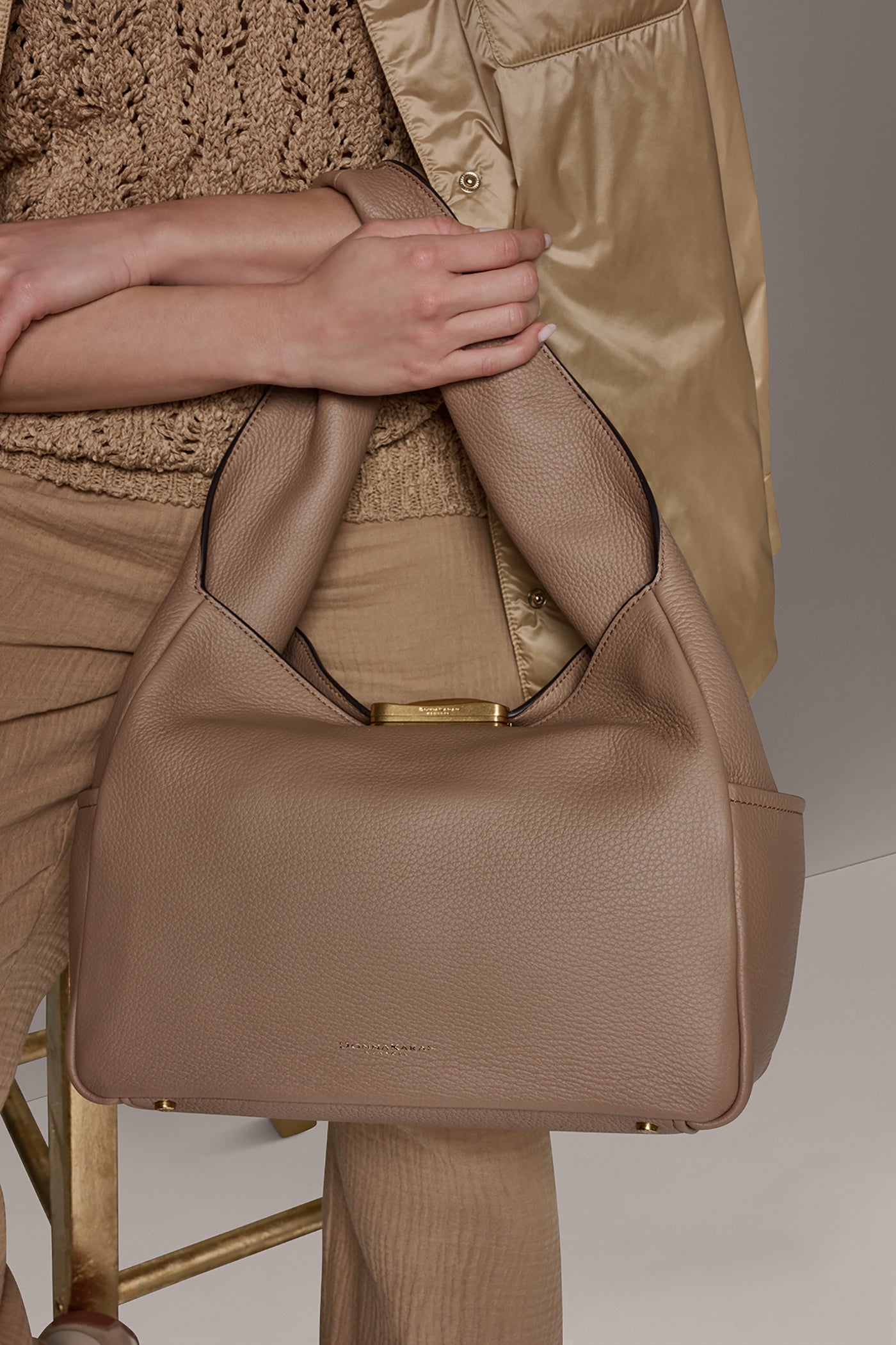 TOASTED ALMOND AMAGANSETT SHOULDER BAG Donna Karan