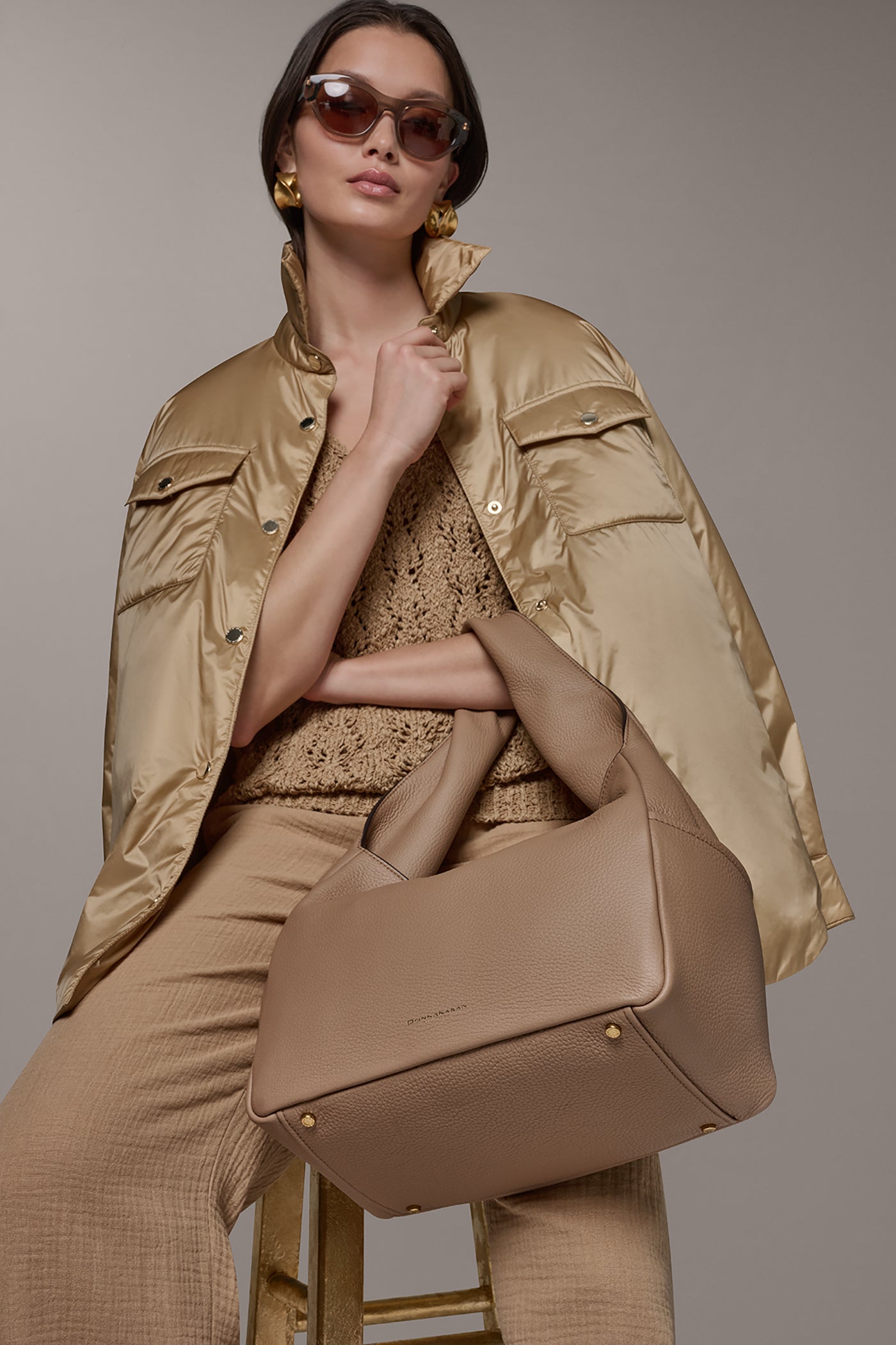 TOASTED ALMOND AMAGANSETT SHOULDER BAG Donna Karan