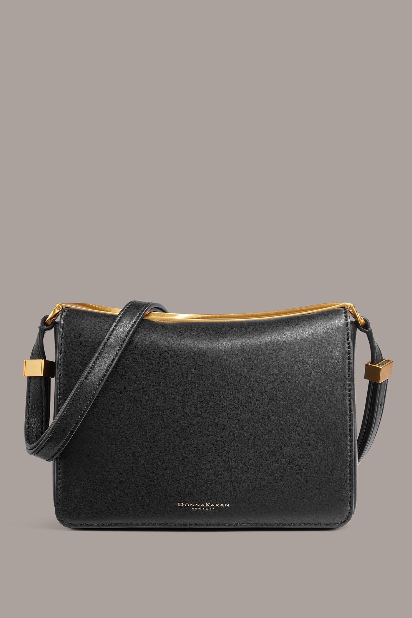 Black JERICHO LEATHER SHOULDER BAG Donna Karan