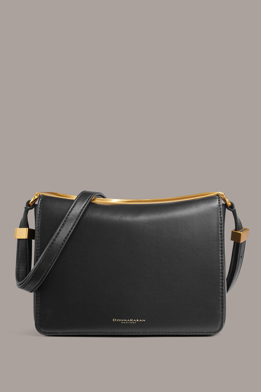 Black JERICHO LEATHER SHOULDER BAG Donna Karan