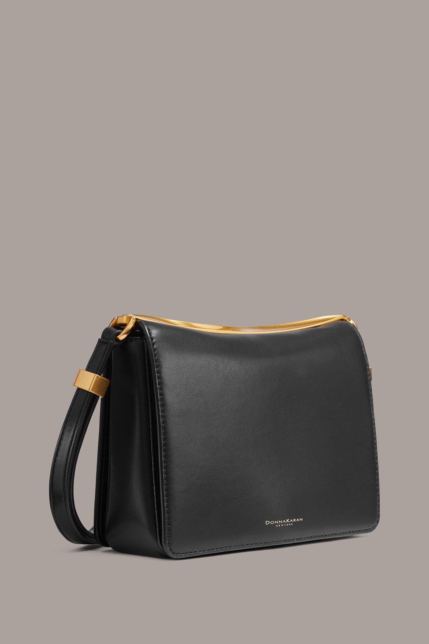 Black JERICHO LEATHER SHOULDER BAG Donna Karan