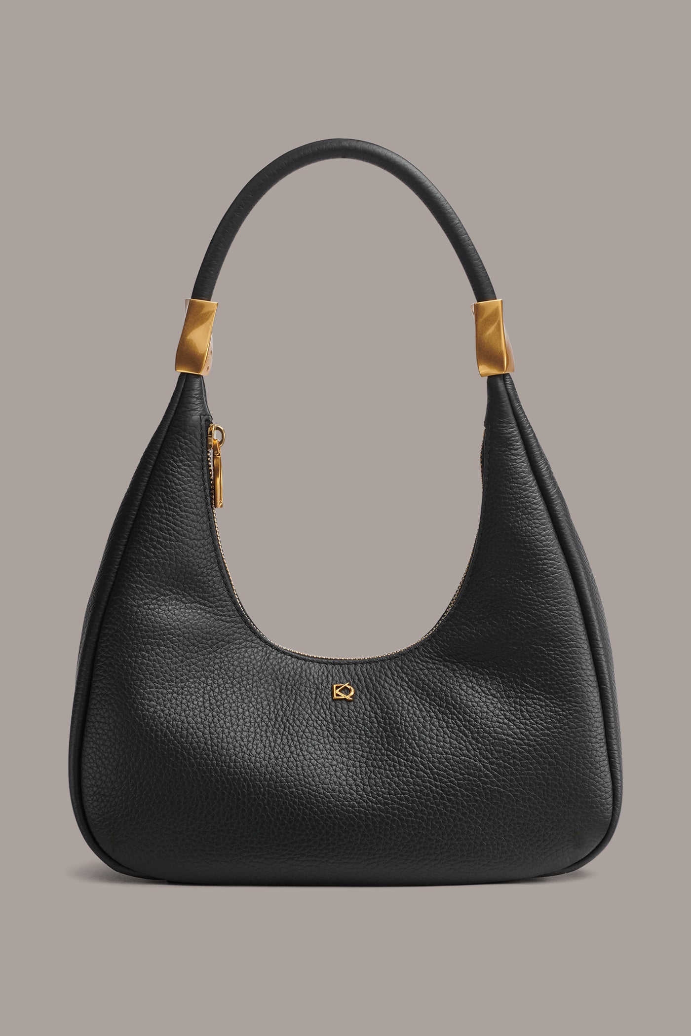 Black QUOGUE LEATHER SHOULDER BAG Donna Karan