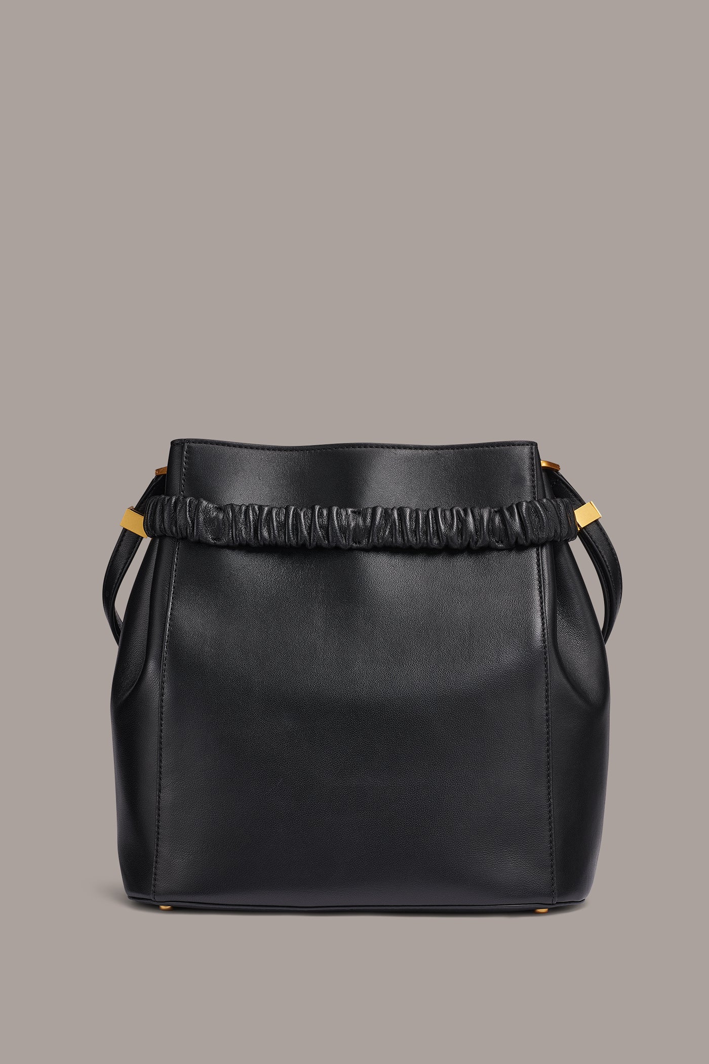 Black / Gold GINGHAM BUCKET BAG Donna Karan