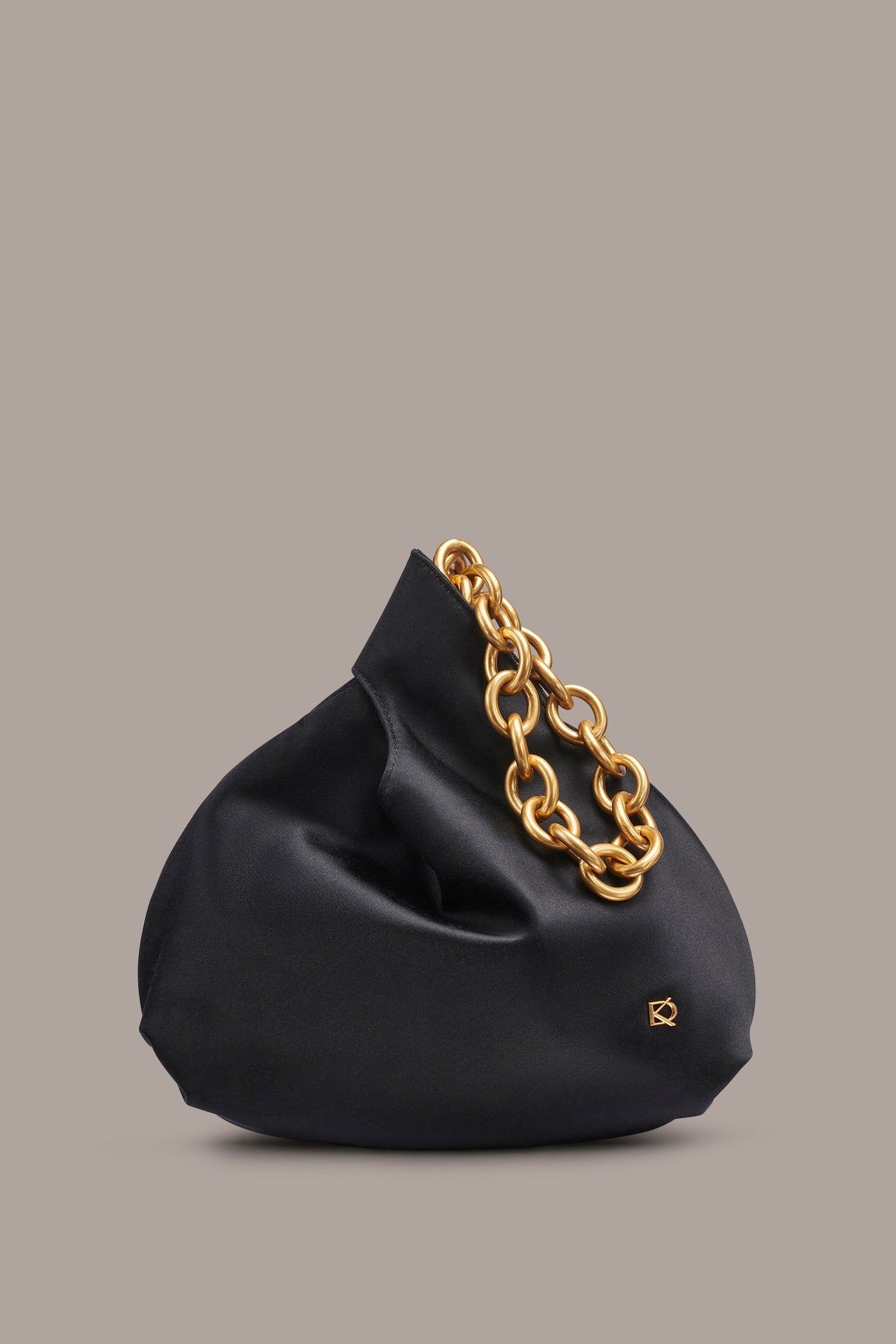 Black / Gold LAWRENCE SATIN WRISTLET Donna Karan