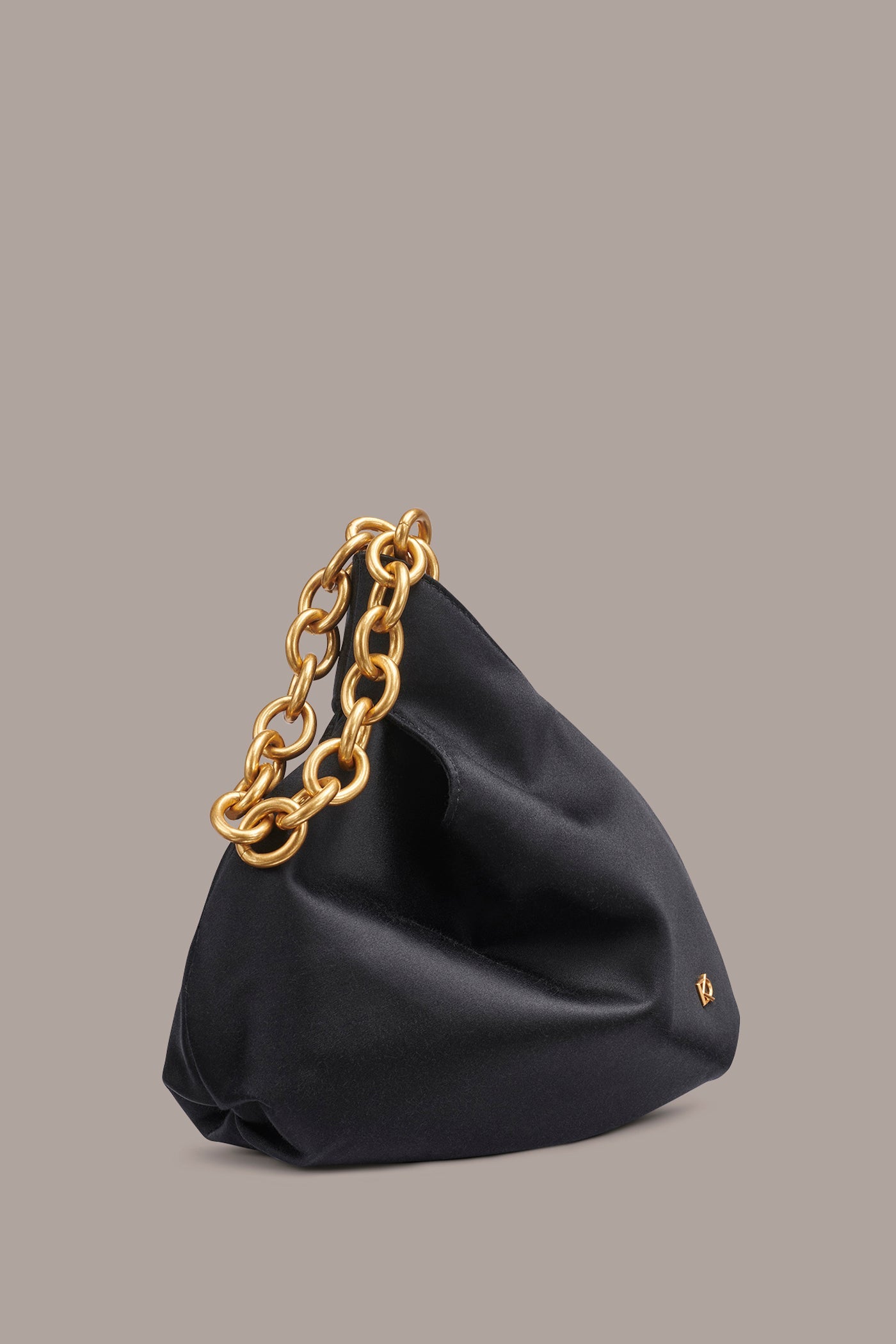 Black / Gold LAWRENCE SATIN WRISTLET Donna Karan