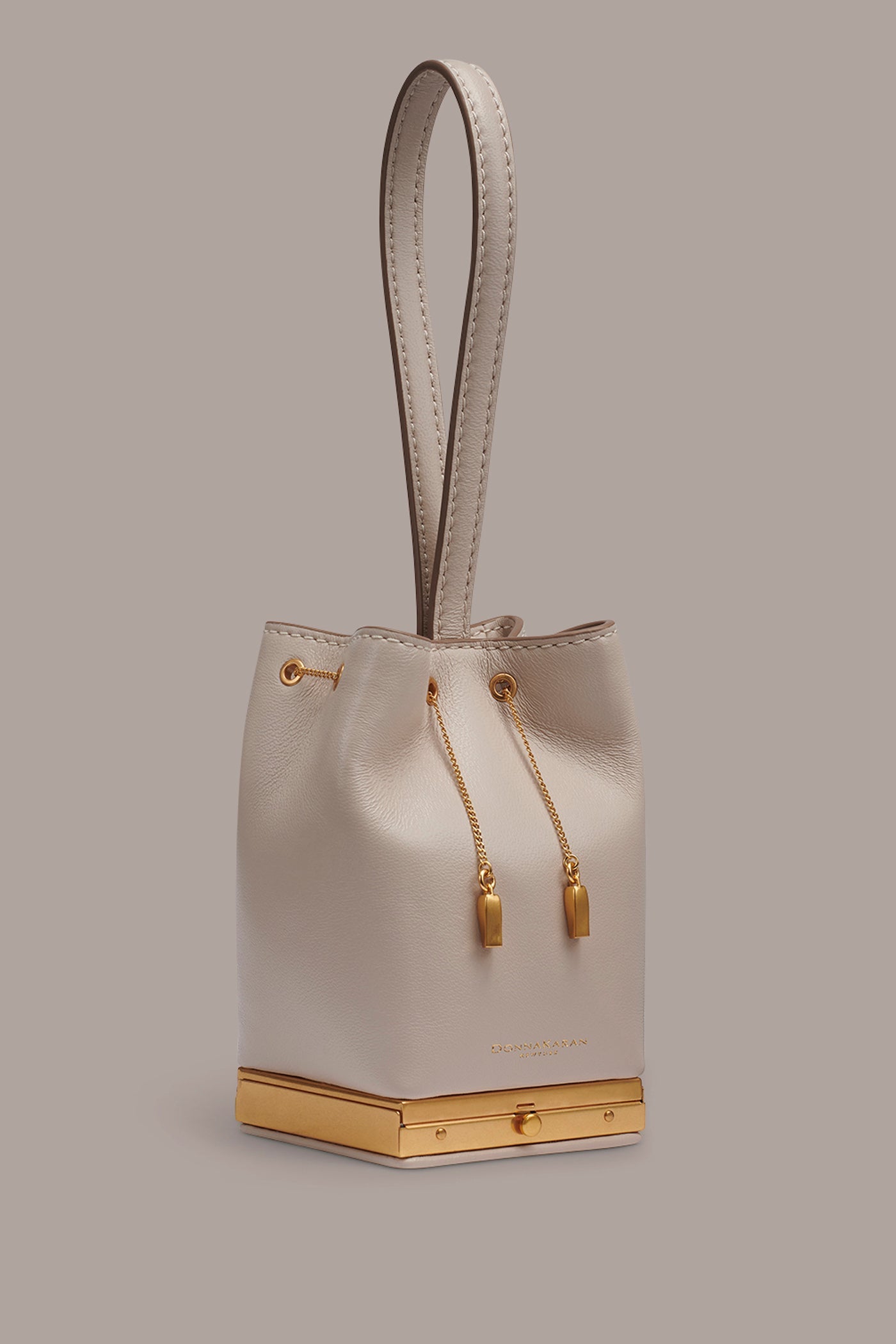 Sand SISAL LEATHER CLUTCH Donna Karan