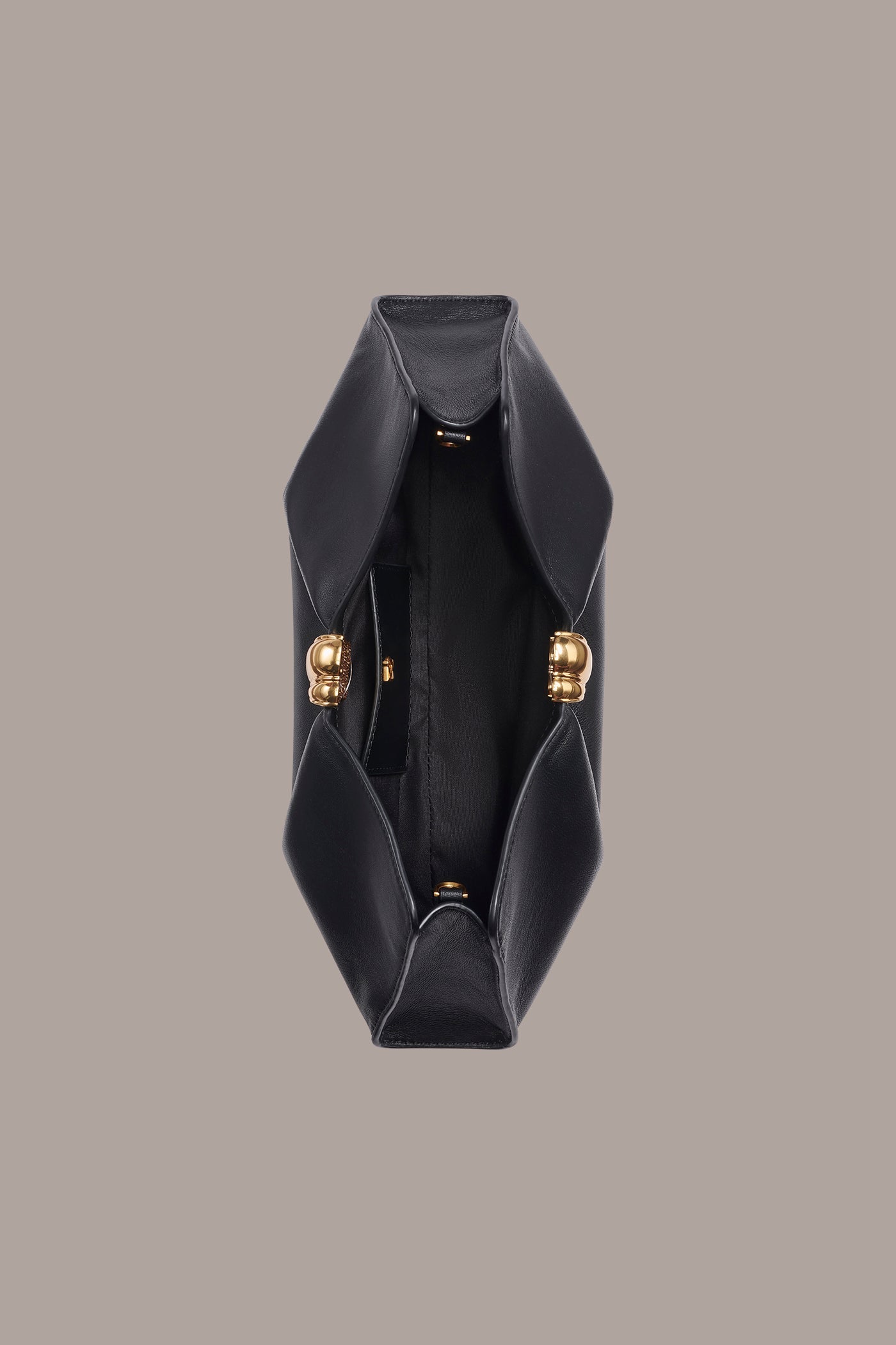 Black / Gold CASHMERE LEATHER CLUTCH Donna Karan