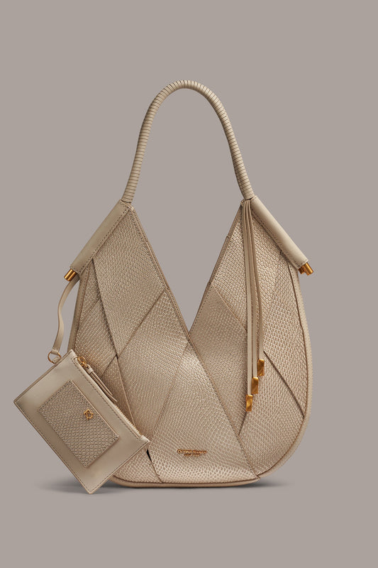 Metallic Bone BALDWIN WOVEN LEATHER MINI SHOULDER BAG Donna Karan