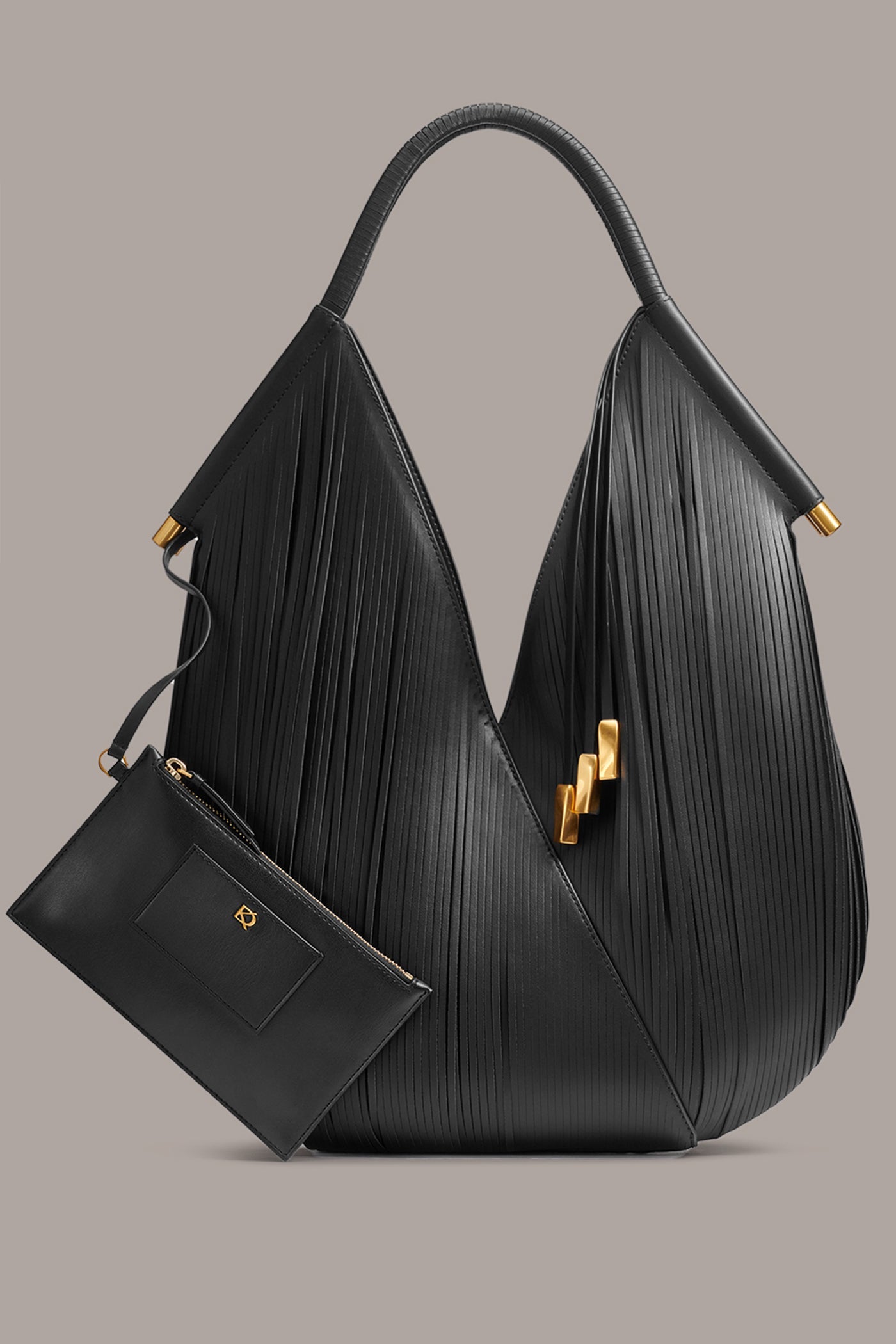 Black BALDWIN LARGE LASER-CUT SHOULDER BAG Donna Karan