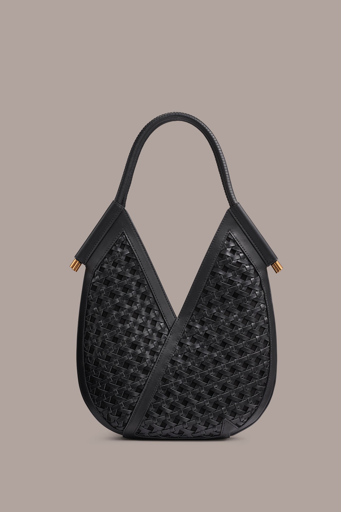 Black BALDWIN MINI WOVEN GROMMET SHOULDER BAG Donna Karan