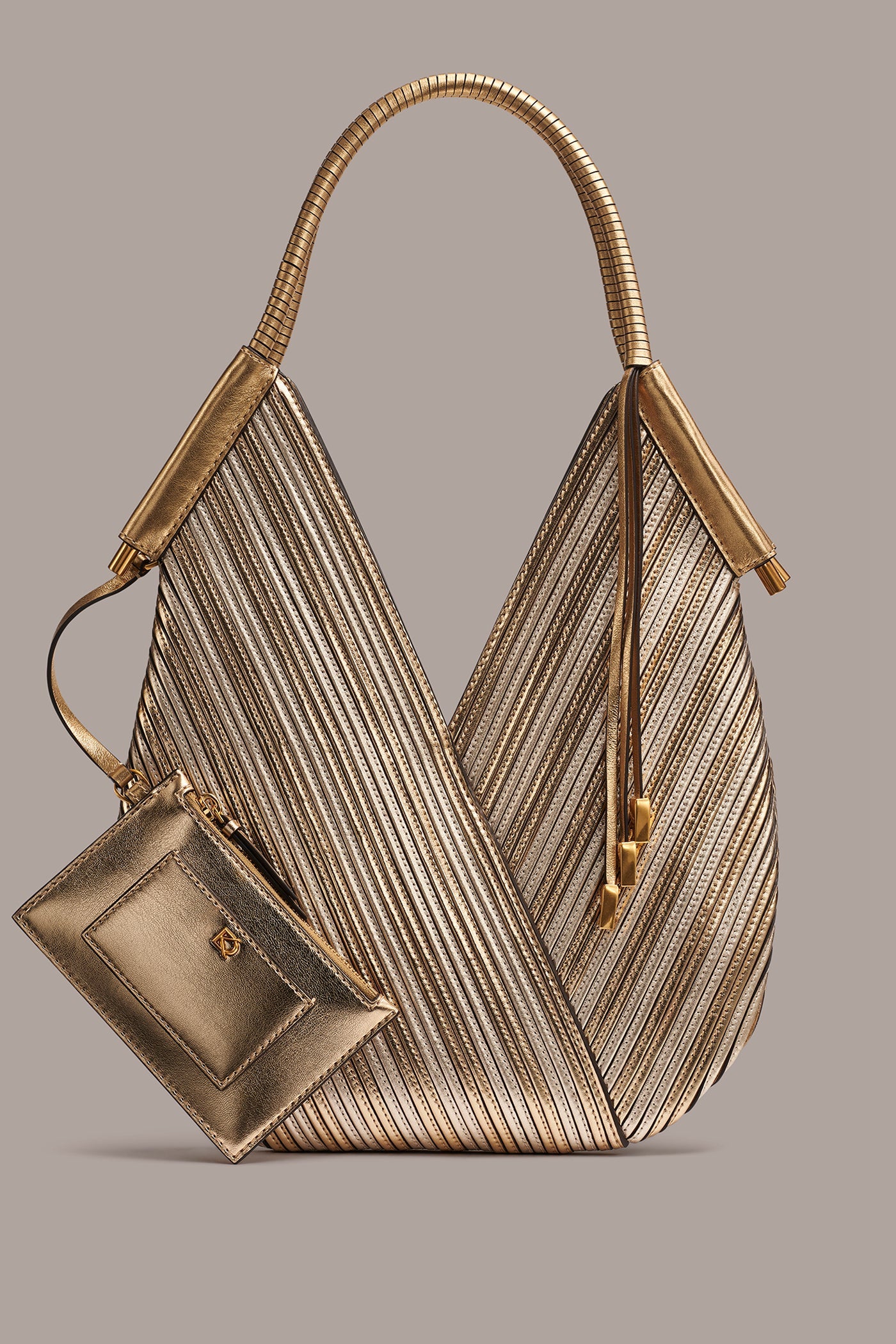 Gold BALDWIN MINI METALLIC SHOULDER BAG Donna Karan