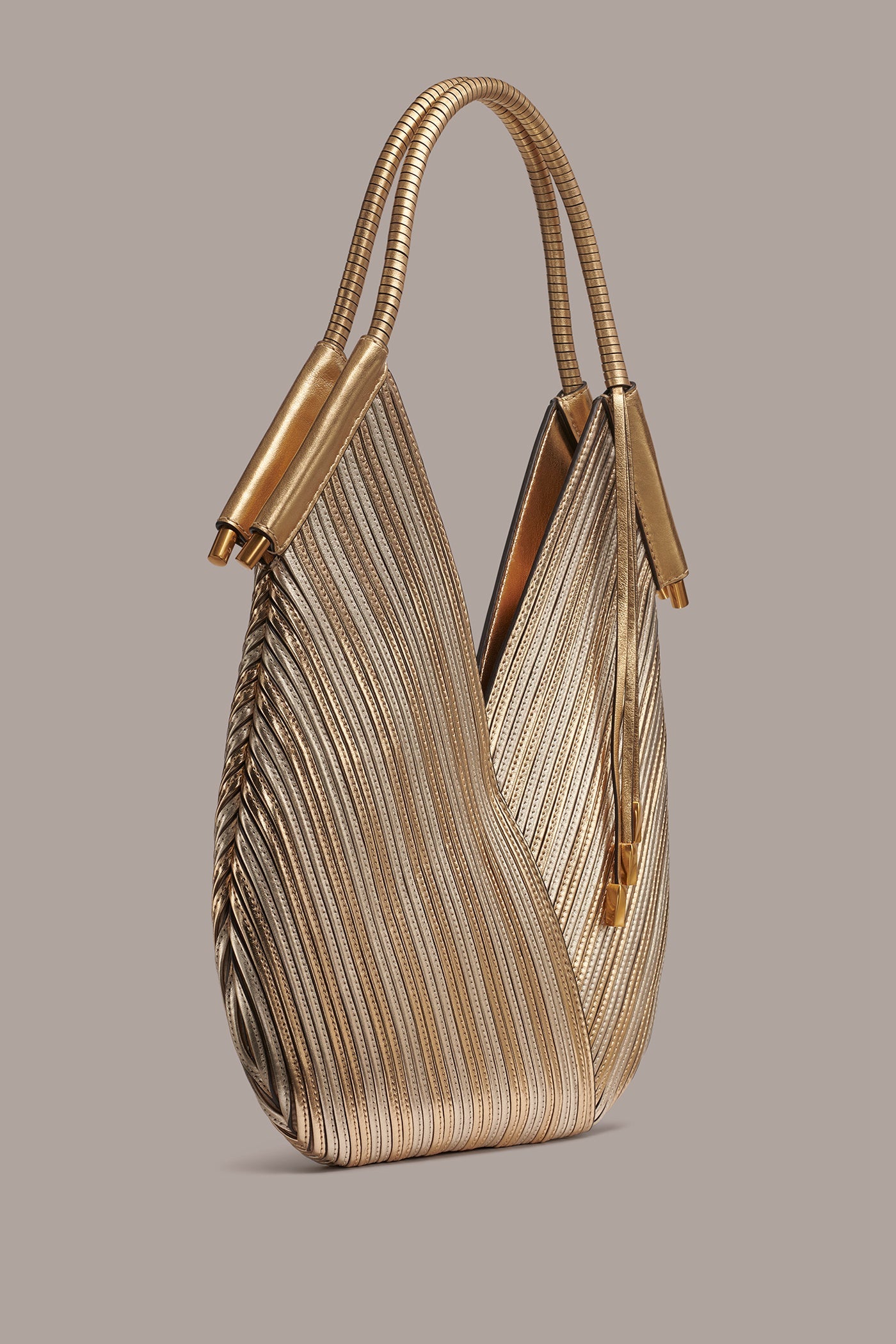 Gold BALDWIN MINI METALLIC SHOULDER BAG Donna Karan