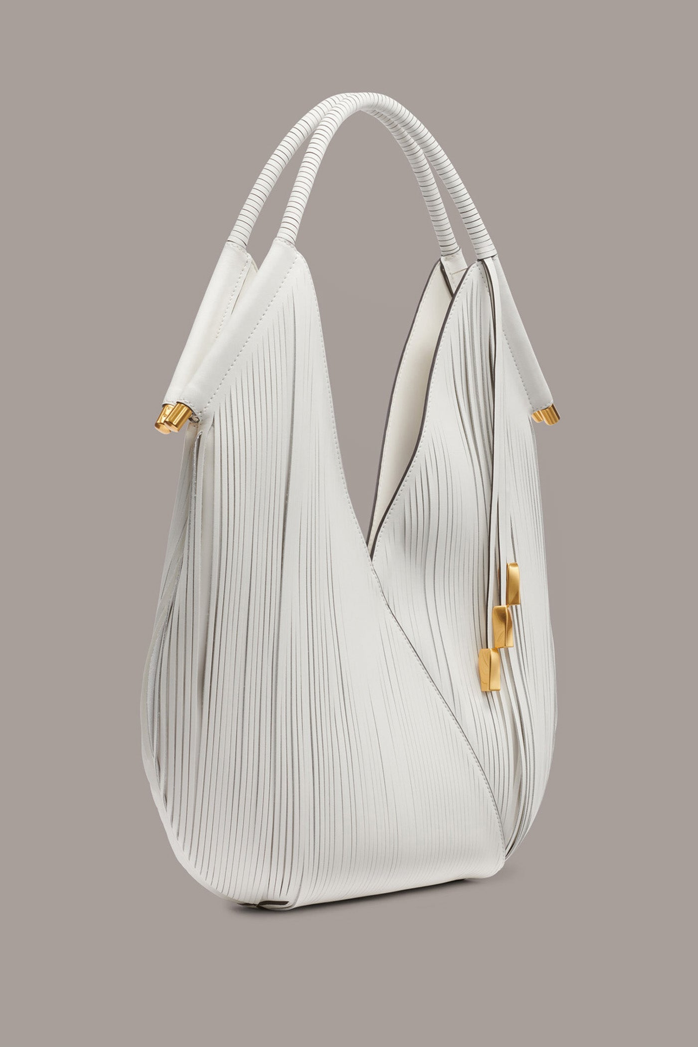 BRILLIANT WHITE BALDWIN LARGE LASER-CUT SHOULDER BAG Donna Karan