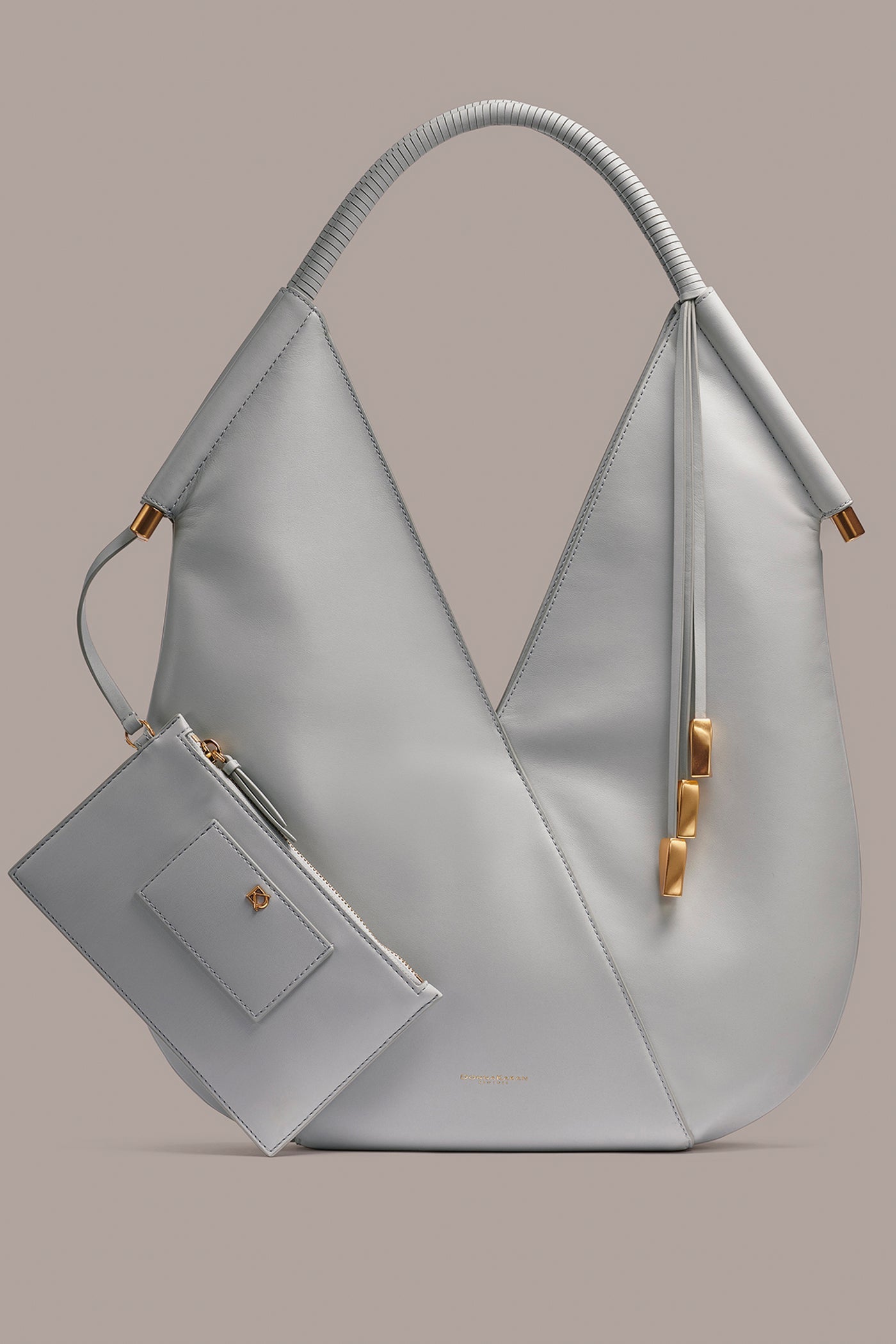 Pearl Grey BALDWIN LARGE SHOULDER BAG Donna Karan