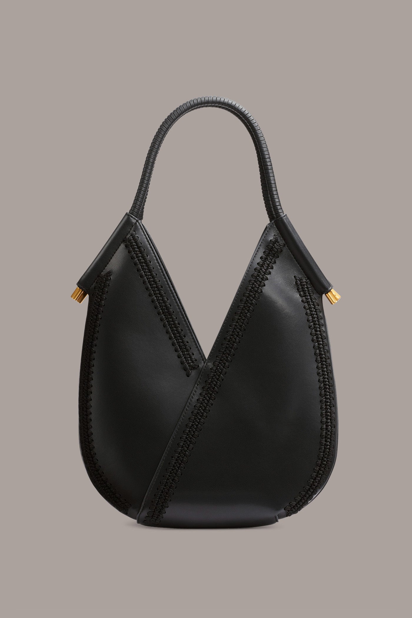 Black BALDWIN MINI CROCHET-TRIMMED SHOULDER BAG Donna Karan