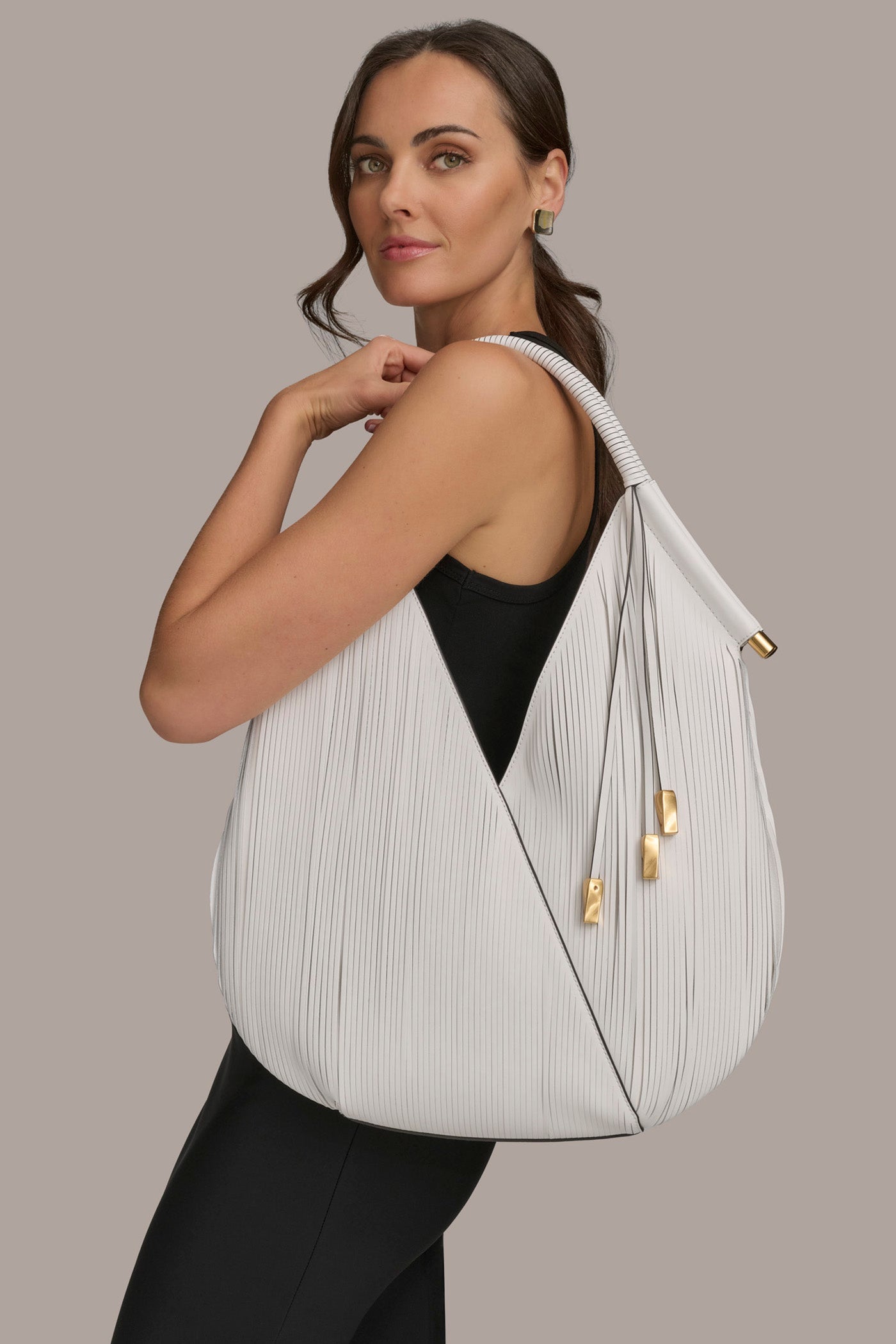 ZINC BALDWIN LARGE LASER-CUT SHOULDER BAG Donna Karan
