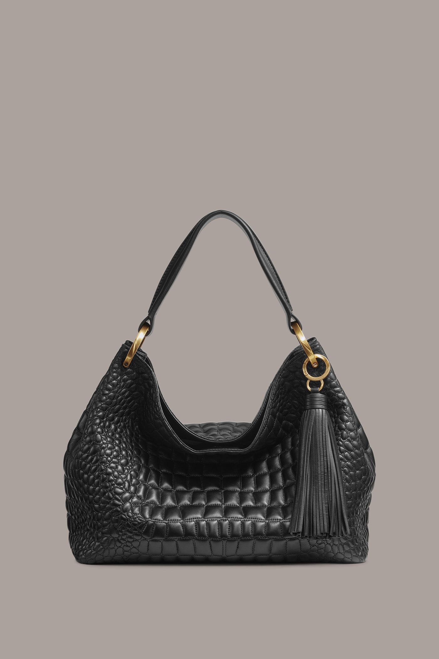 Black GLENWOOD CROC-EFFECT SHOULDER BAG Donna Karan
