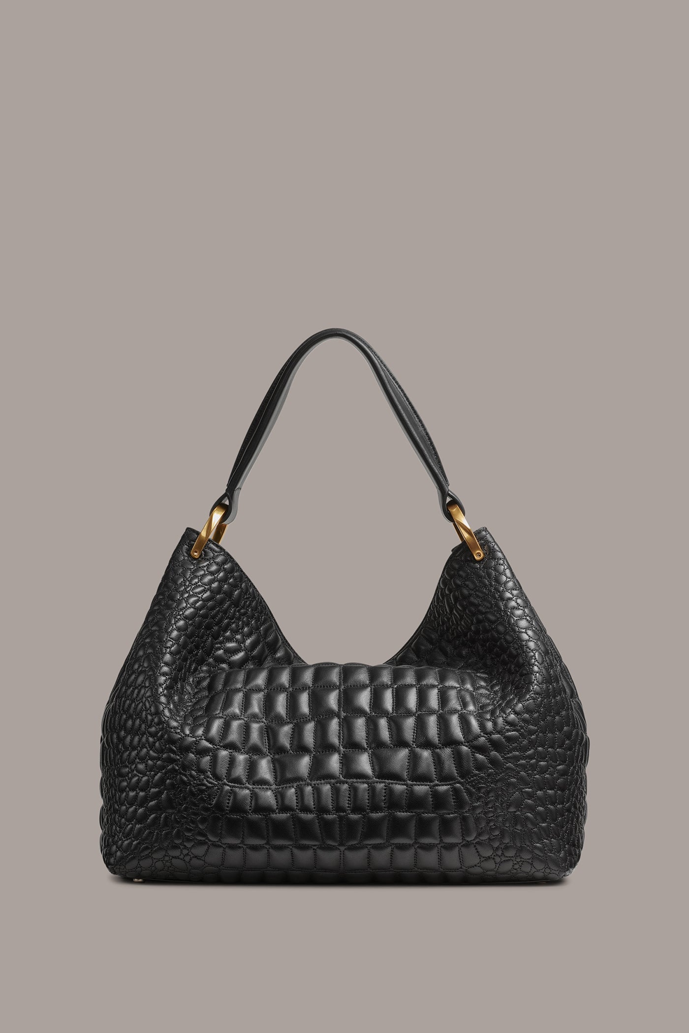 Black GLENWOOD CROC-EFFECT SHOULDER BAG Donna Karan