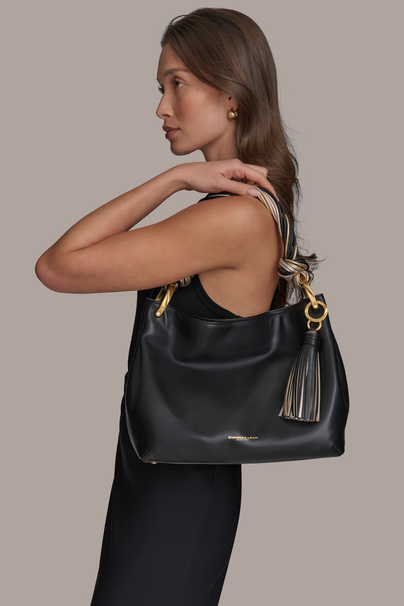 BLACK/GOLD GLENWOOD SMALL SHOULDER BAG Donna Karan