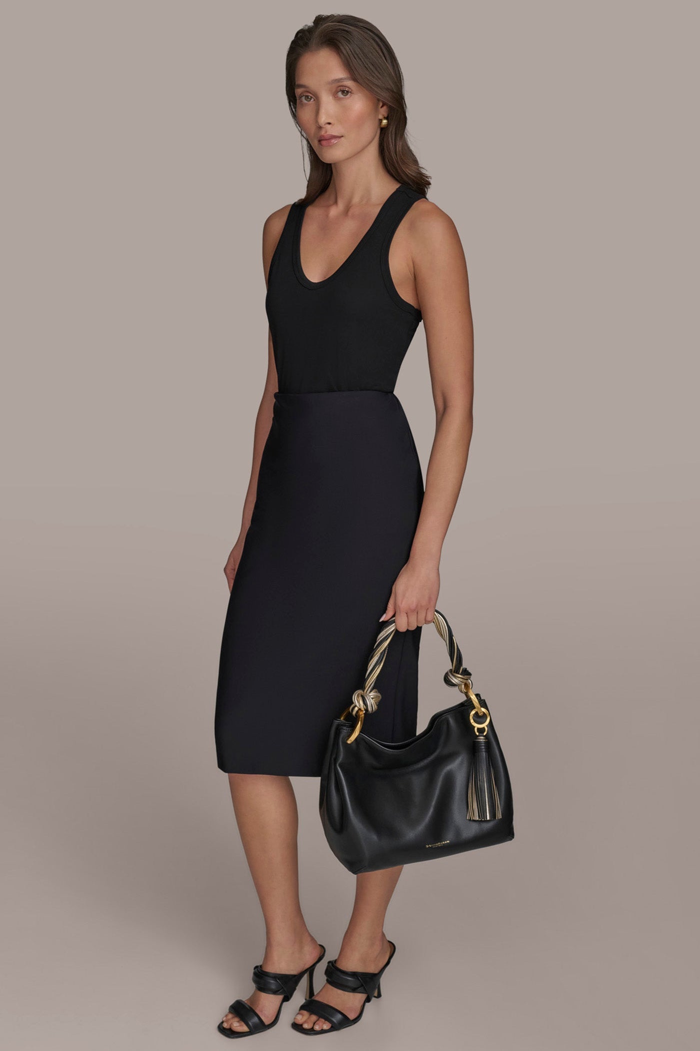 BLACK/GOLD GLENWOOD SMALL SHOULDER BAG Donna Karan