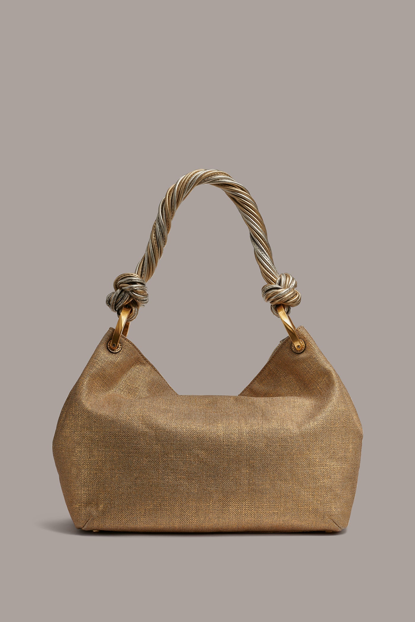 GOLD GLENWOOD SMALL METALLIC CANVAS SHOULDER BAG Donna Karan