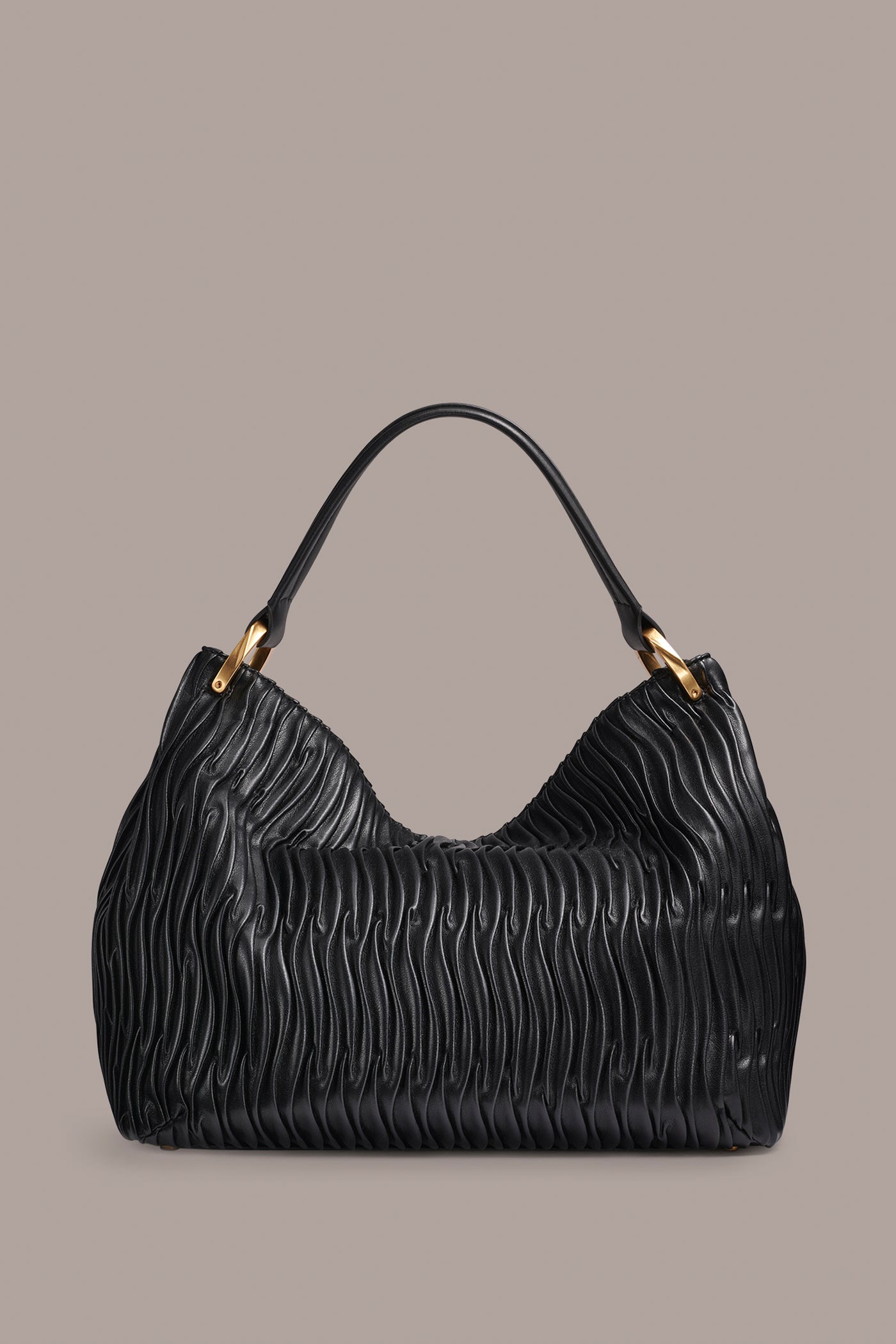 BLACK/GOLD GLENWOOD PLEATED SHOULDER BAG Donna Karan